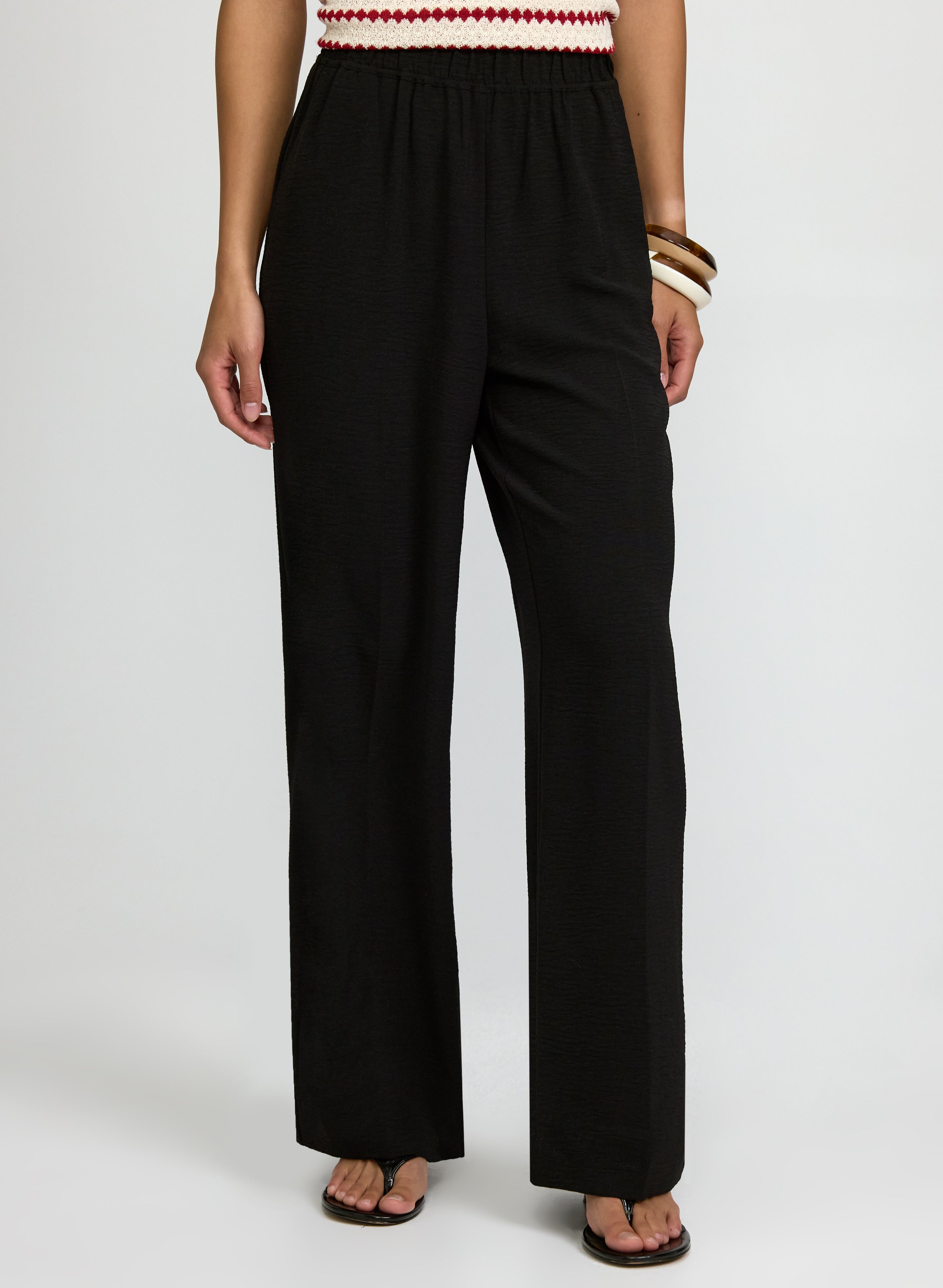 Pull-On Wide-Leg Pants