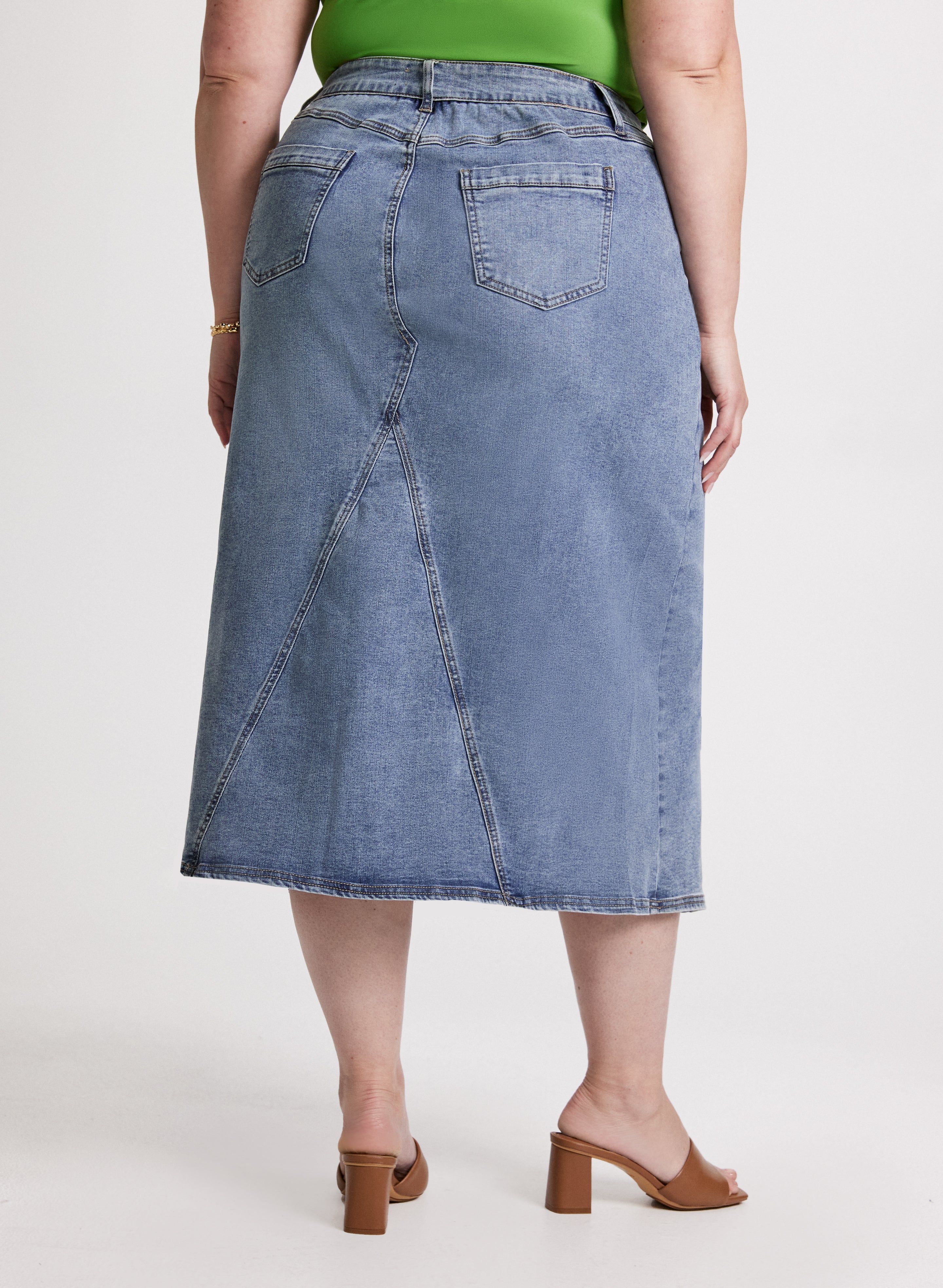 Myntra Denim Divided Skirt Midi Jean Skirt 2018 DENIM MIDI SKIRT