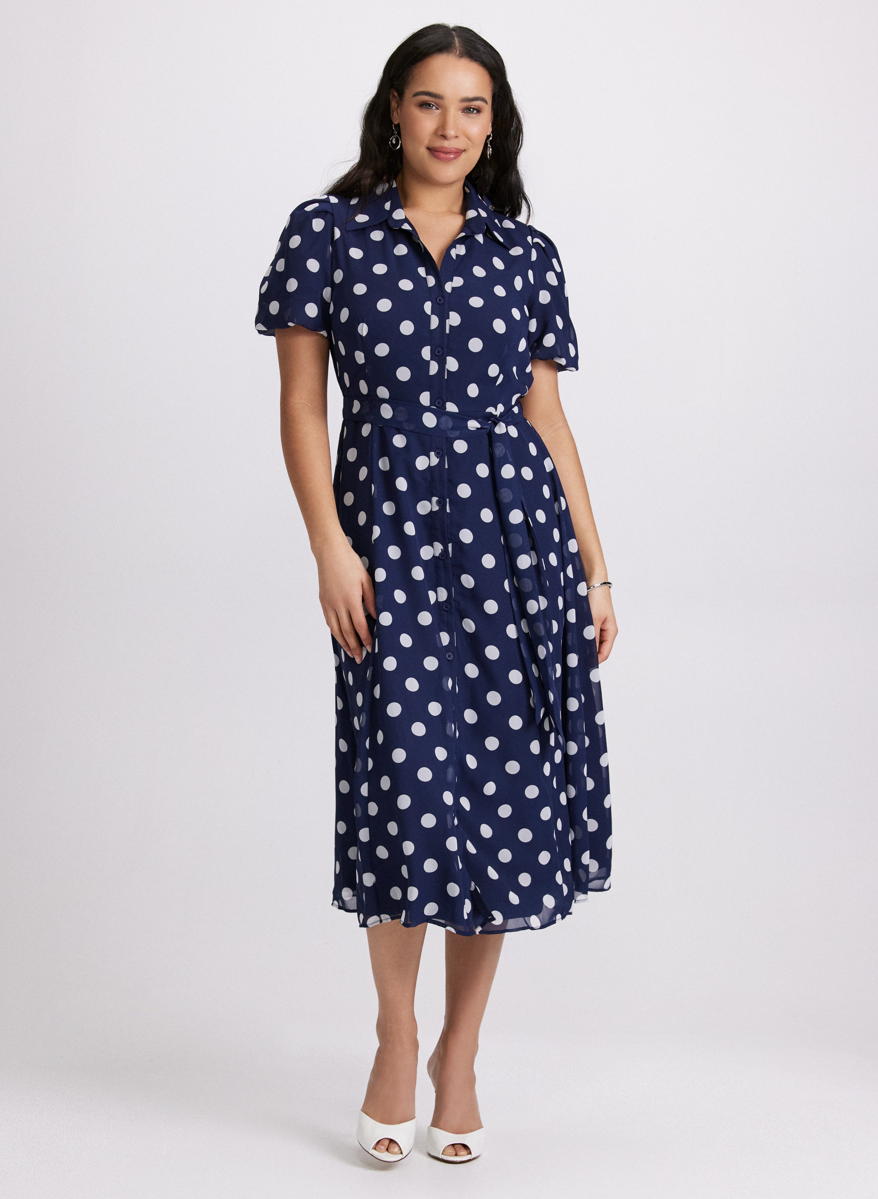 princess polly baby blue dress Polka Dot Silk Twill Collared Mini Dress With Belt Detail – Rodarte main image 1