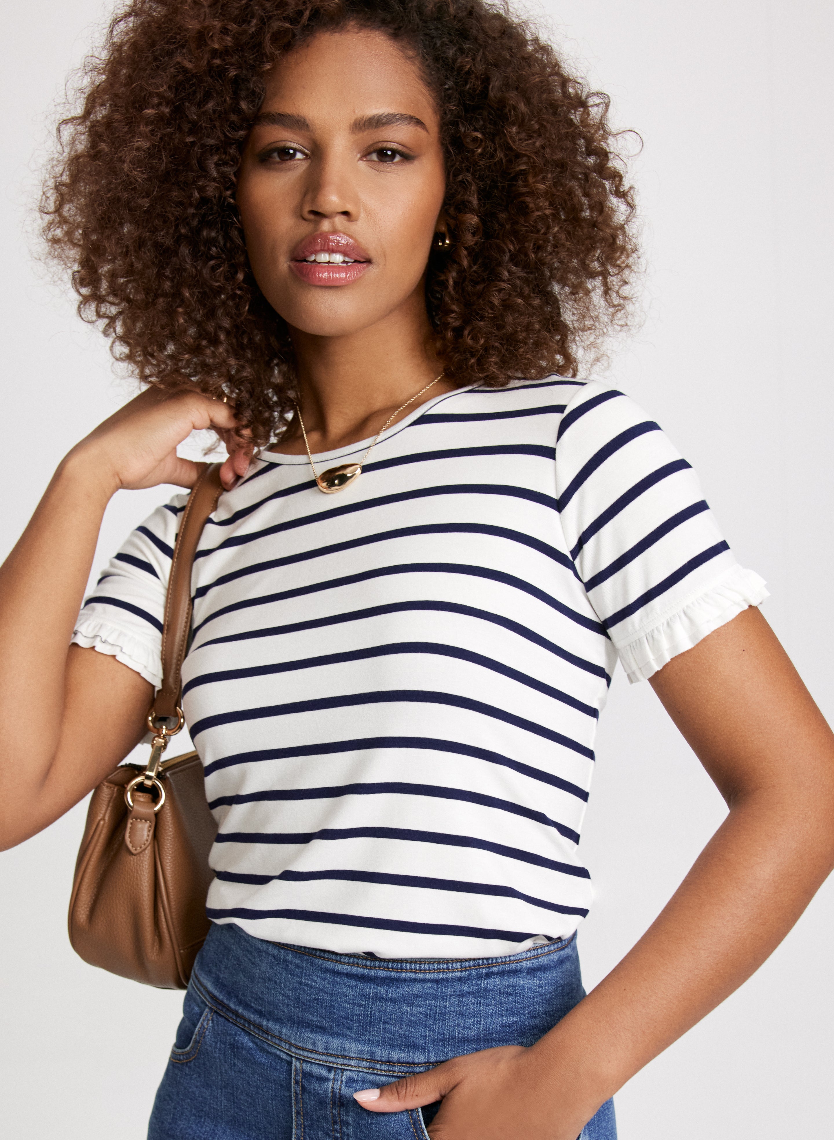 Blue and white striped t shirt best sale