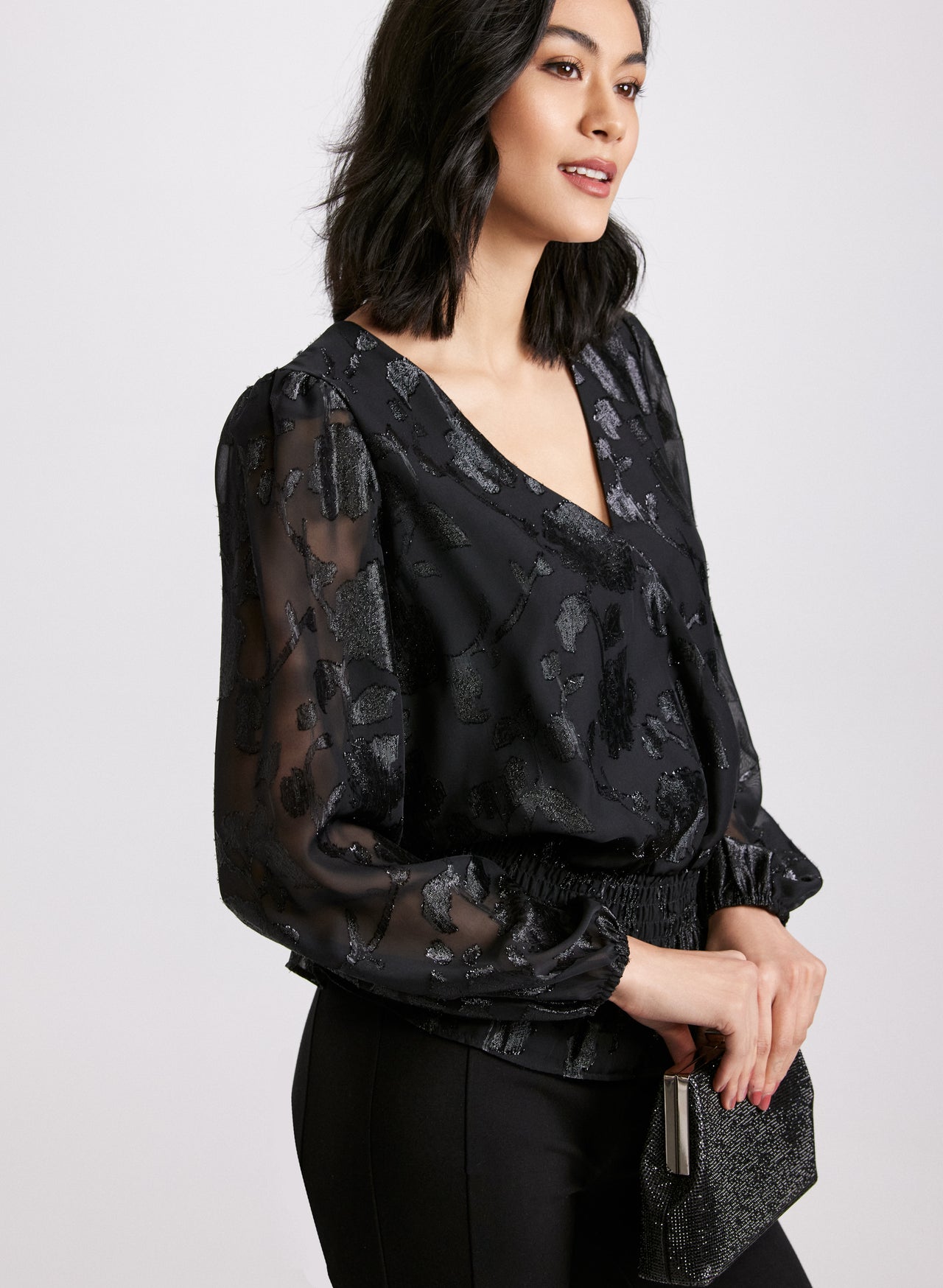 Women's Grey Colour Foil Lining  Readymade Blouse main image 1