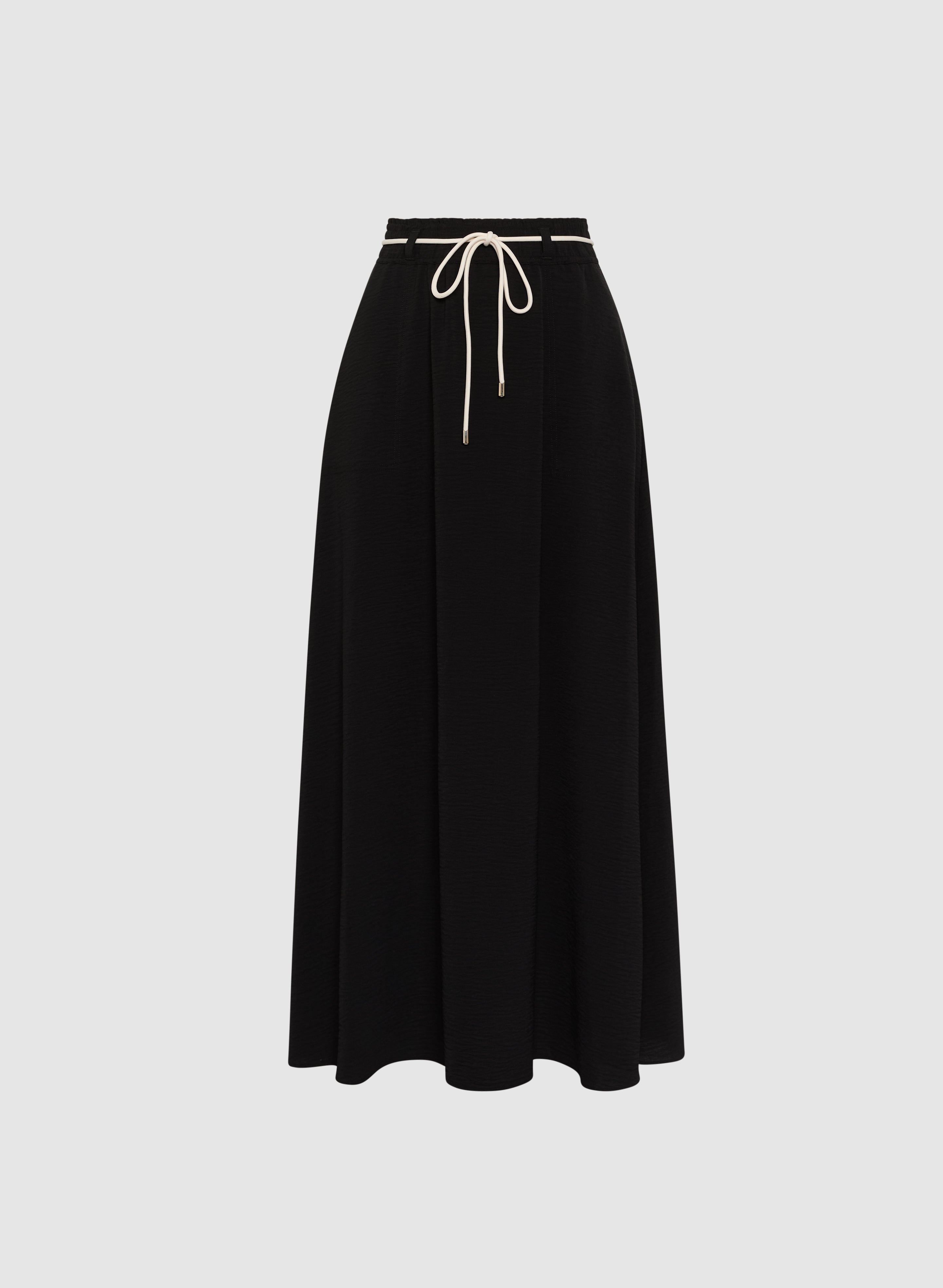 Drawstring Crinkled Maxi Skirt