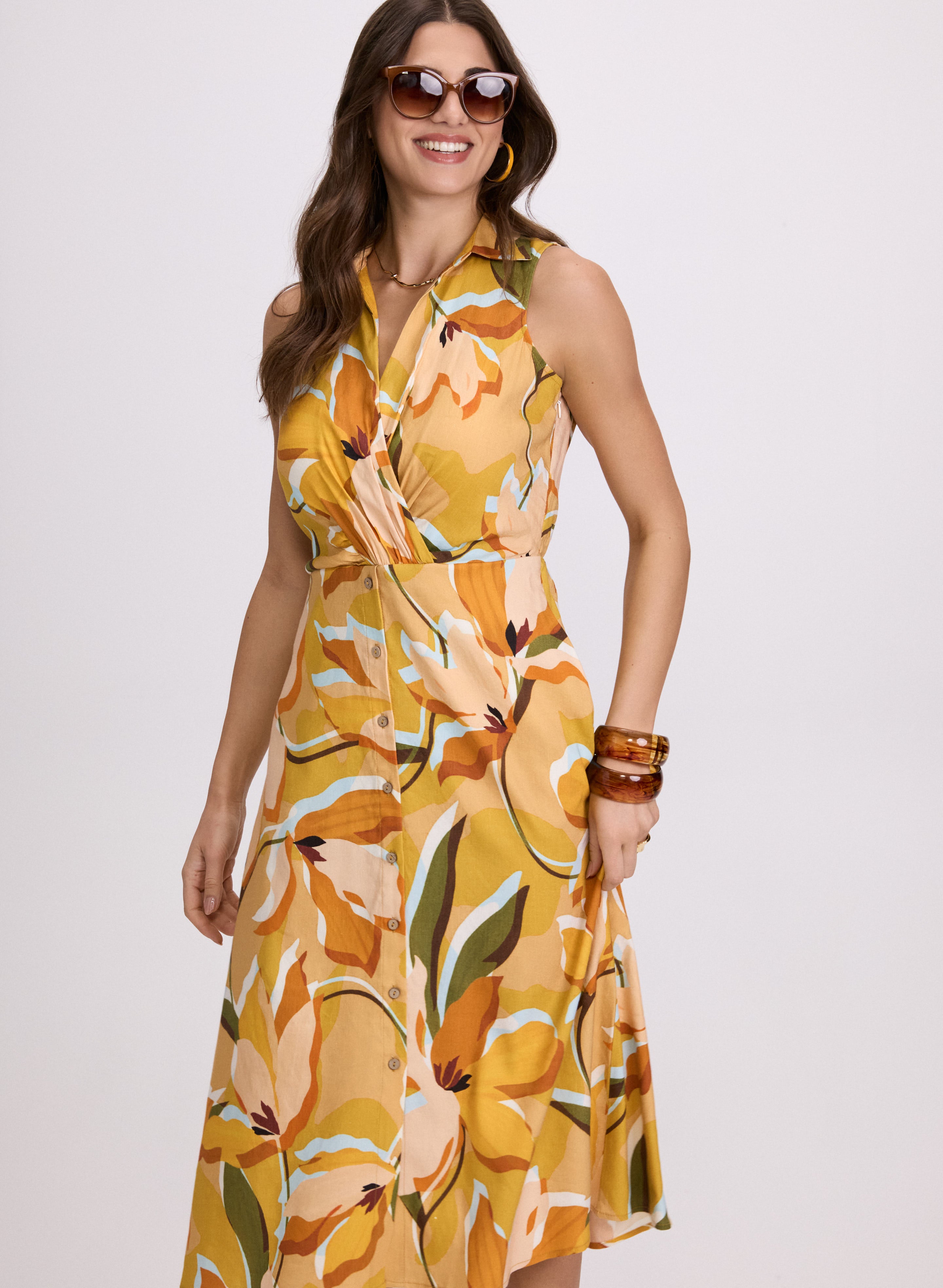 Floral Linen-Blend Dress Floral Linen-Blend Dress