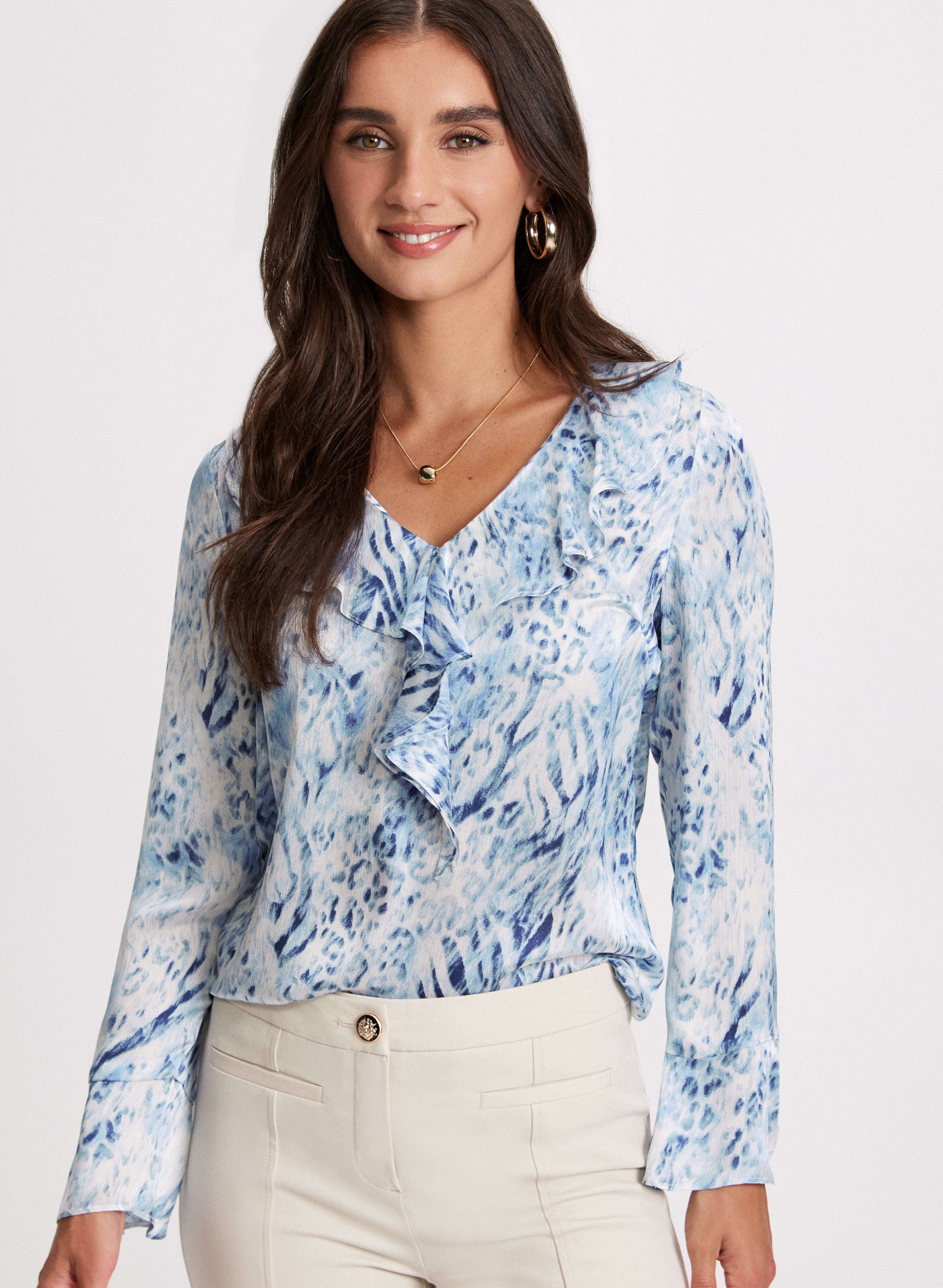 Ruffle v neck blouse online