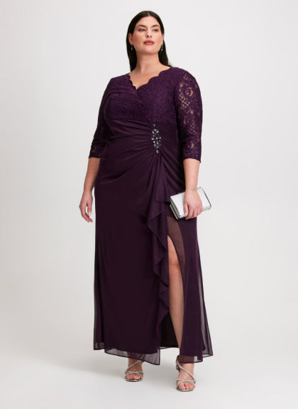 Dixie Shop Online Long sheer-effect dress with wrap-front neck Sito  Ufficiale