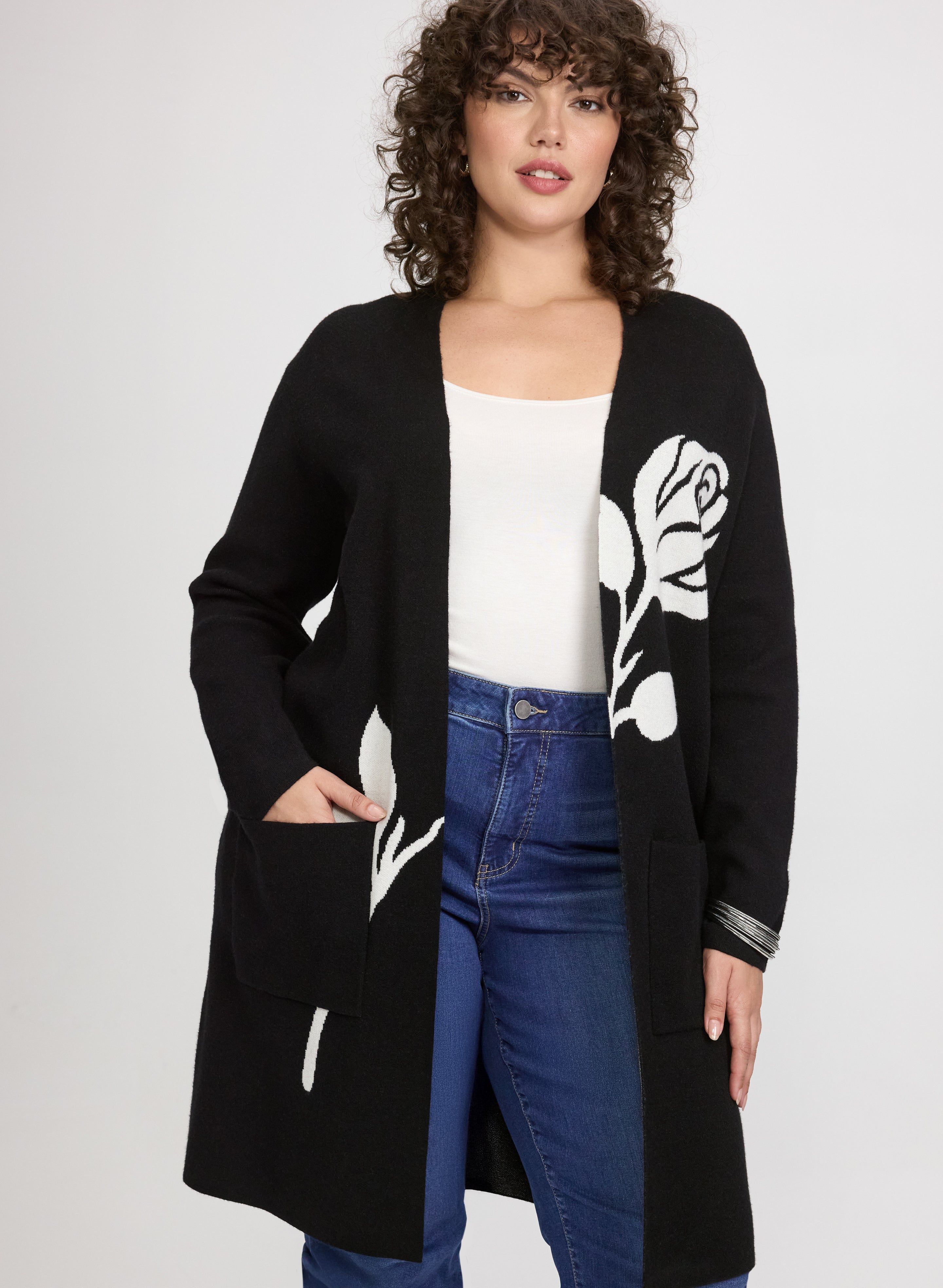 Floral Placement Print Cardigan