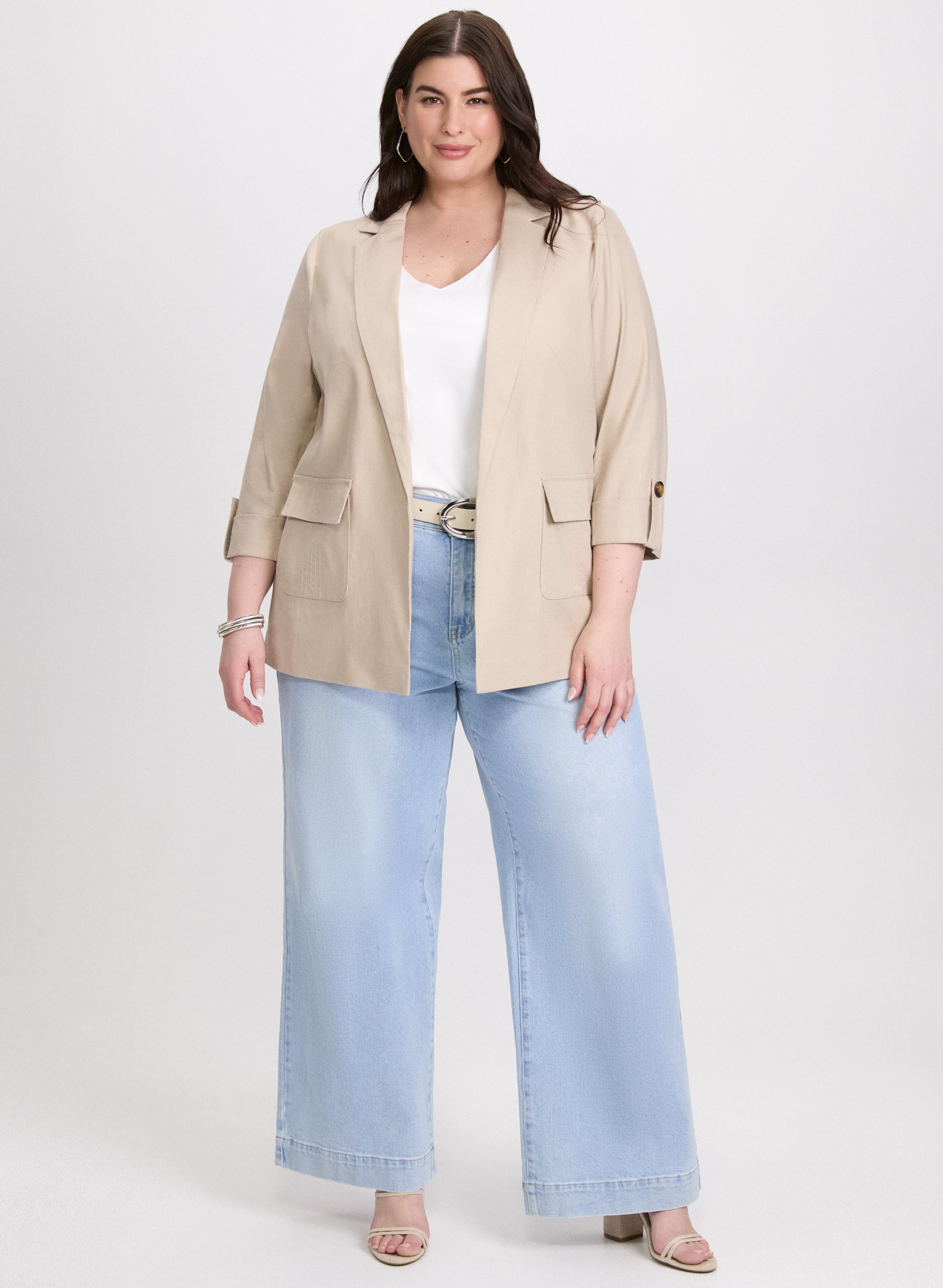 laura Linen-Blend Blazer & Wide-Leg Jeans Top Sellers | Clothing