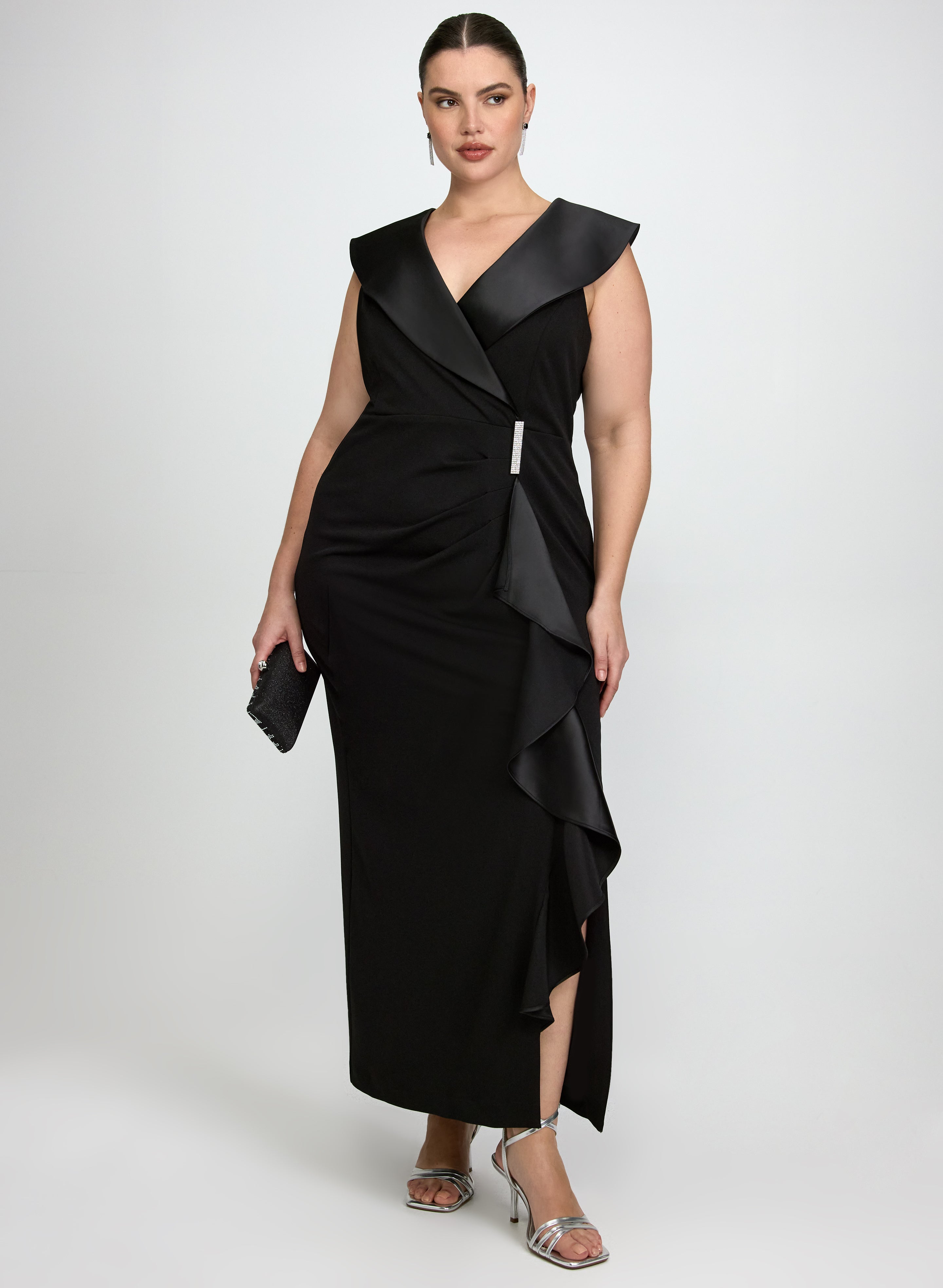slim fit dress slacks Pink Halter Formal Evening Dress with Collar Size 16W / Pink main image 0