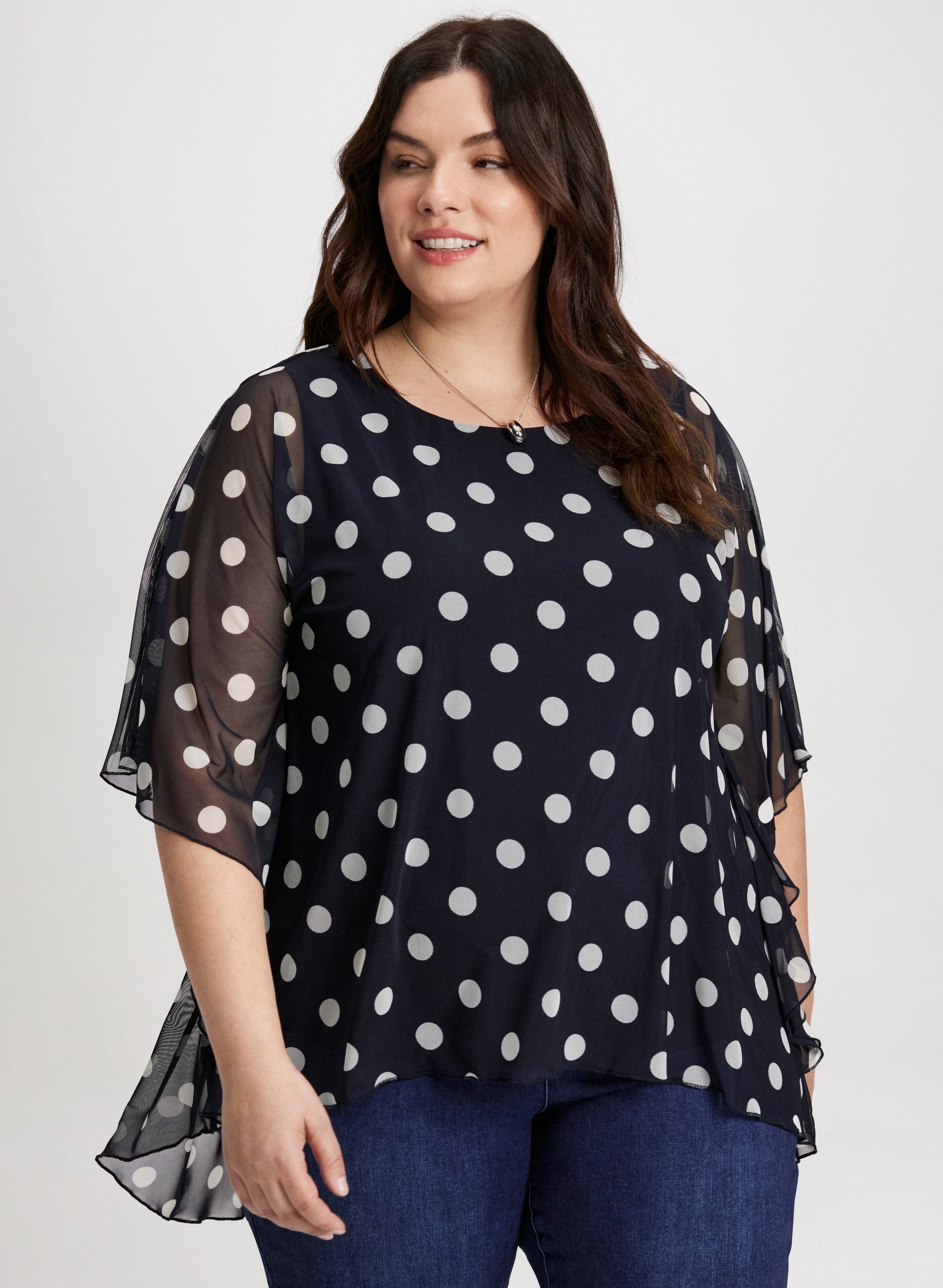 Mesh Polka Dot Top