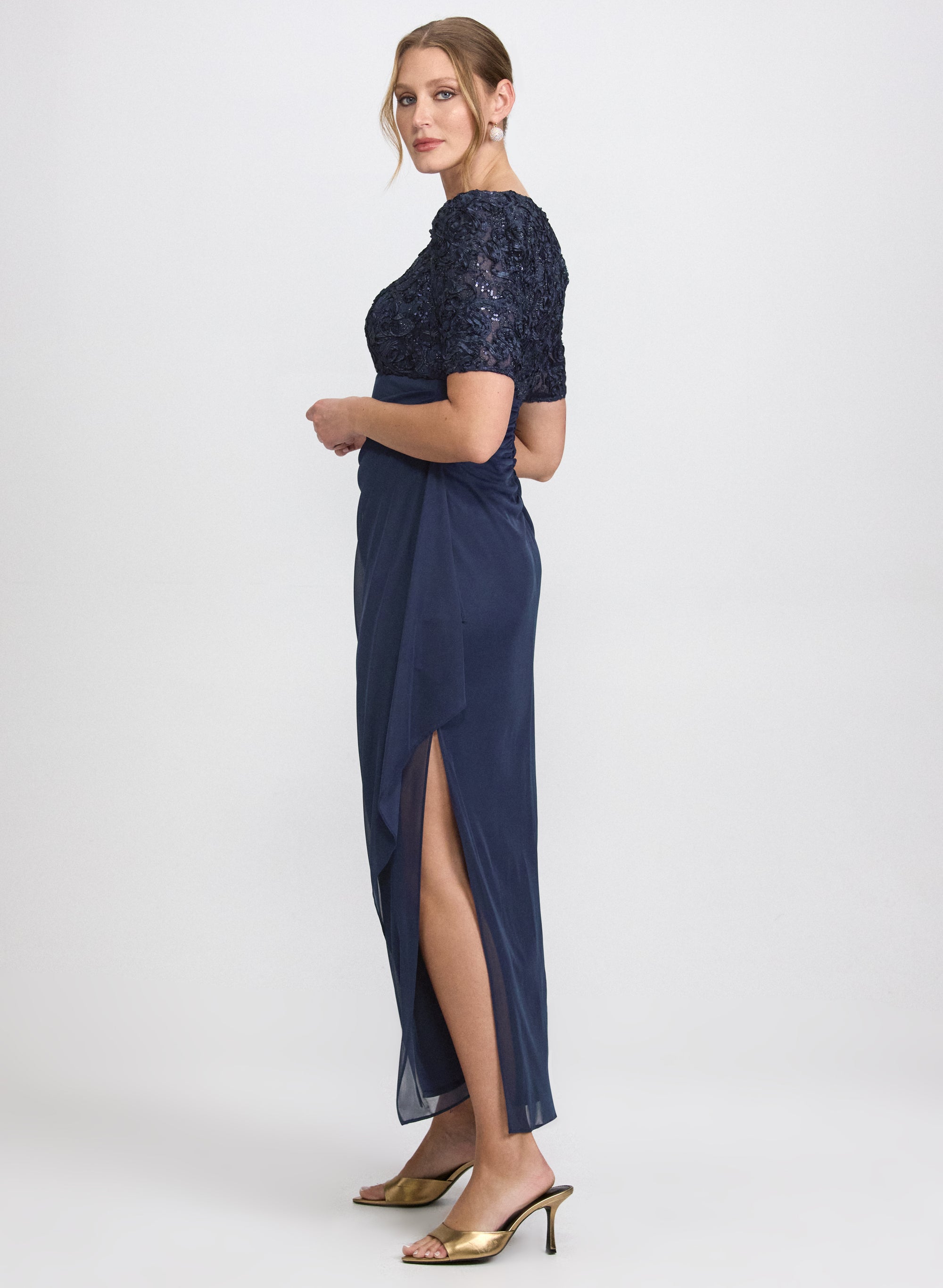 Embroidered Empire Waist Dress
