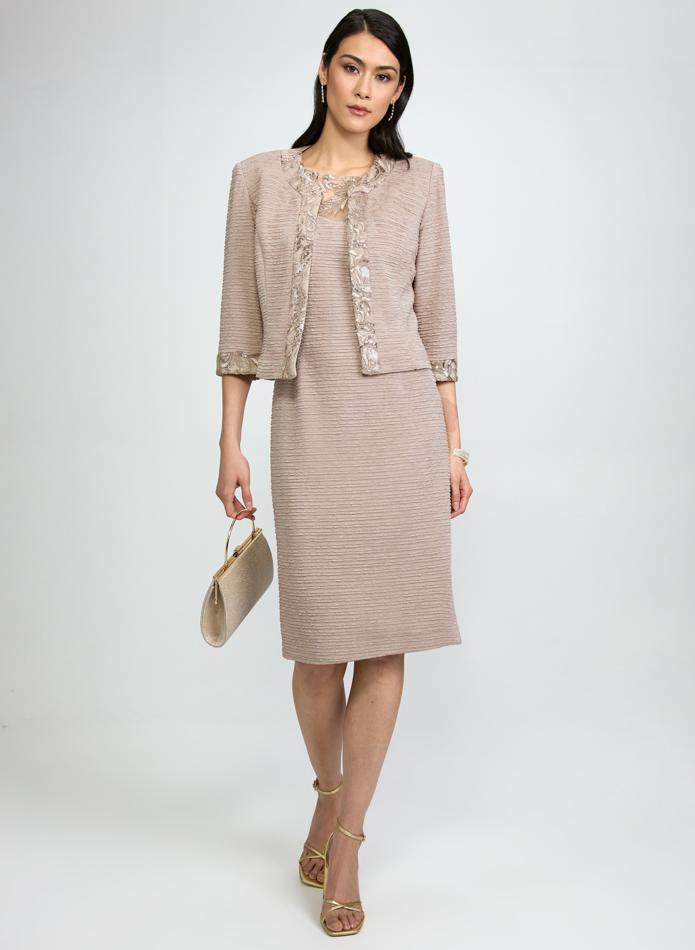 beige jacket dress Crinkled & Set Out fits | Royal Navy Blue Prom Dress length dress is paired Size:104 / 4 years