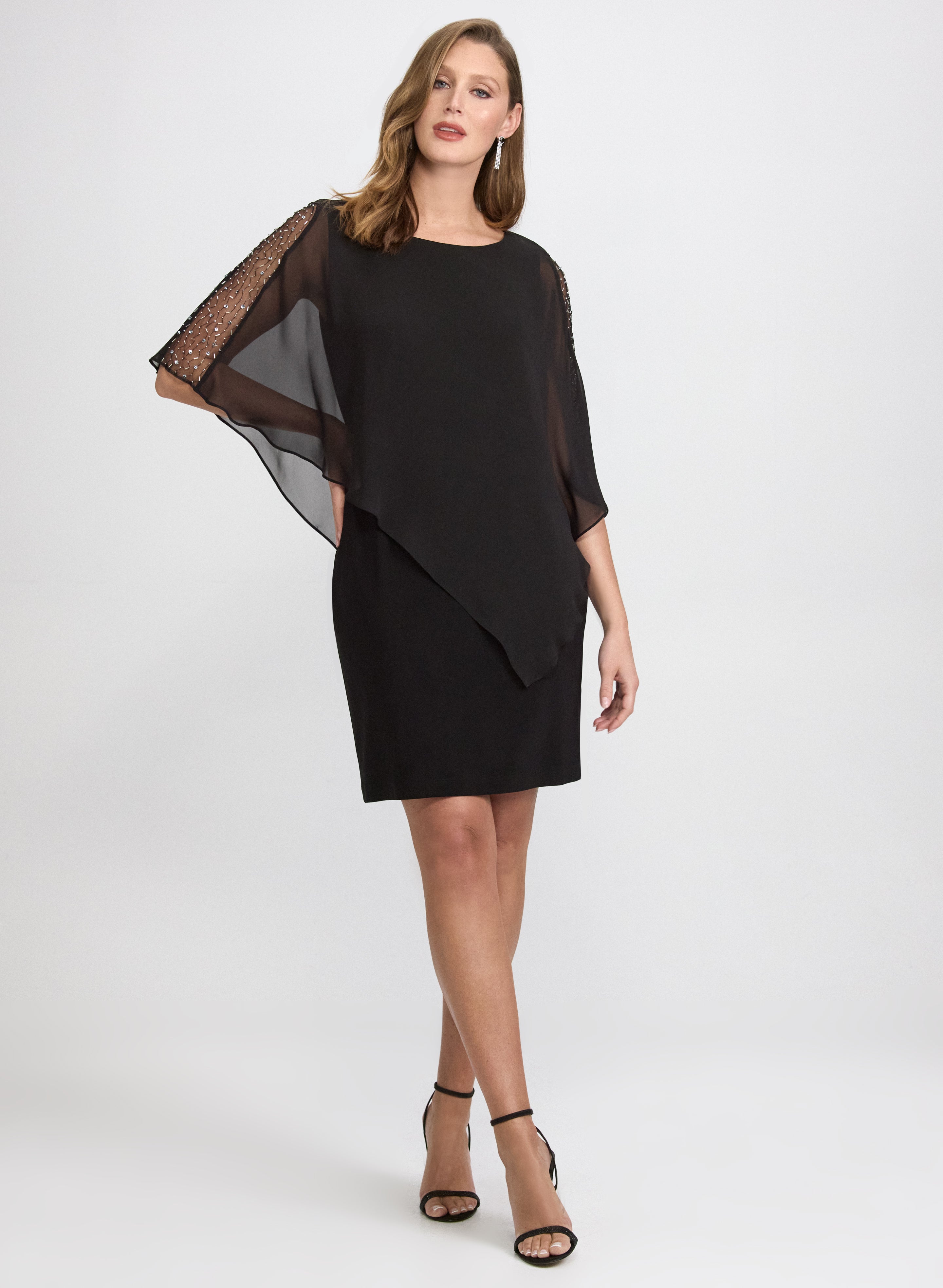 Beaded Capelet Overlay Dress Beaded Capelet Overlay Dress