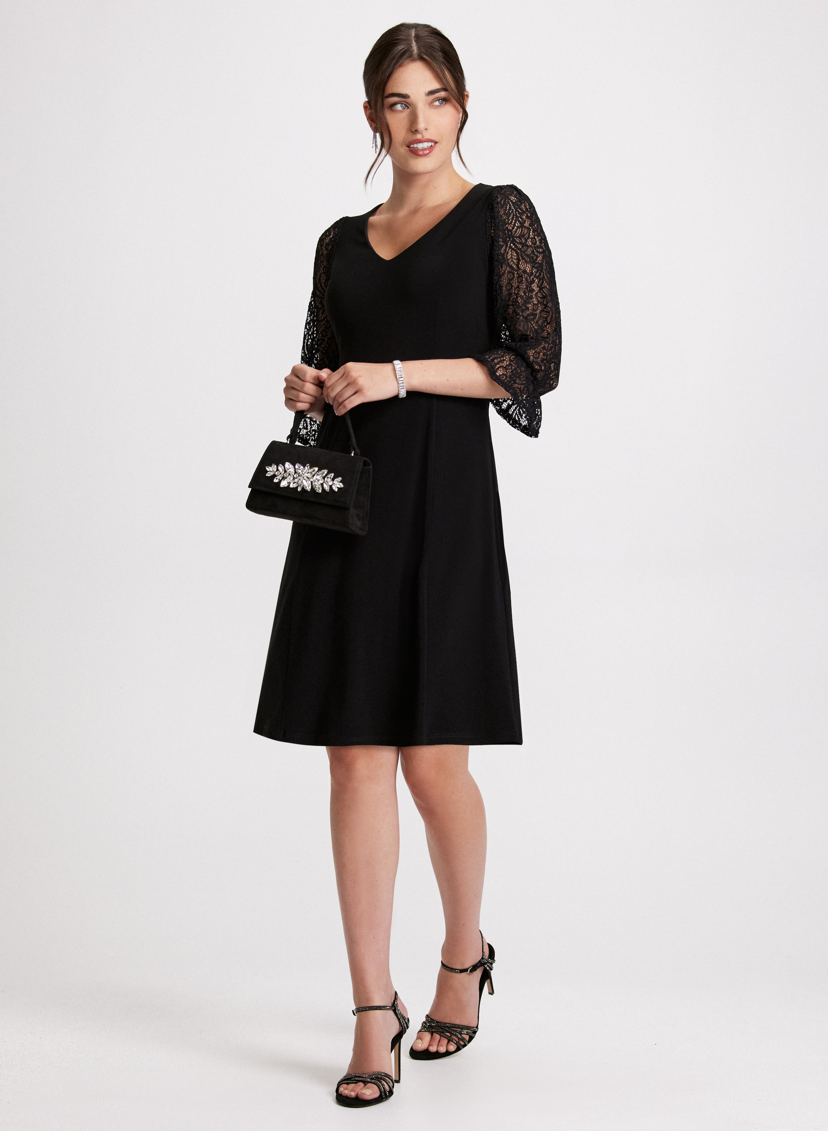 V-Neck Lace Detail Evening Dress V-Neck Lace Detail Evening Dress