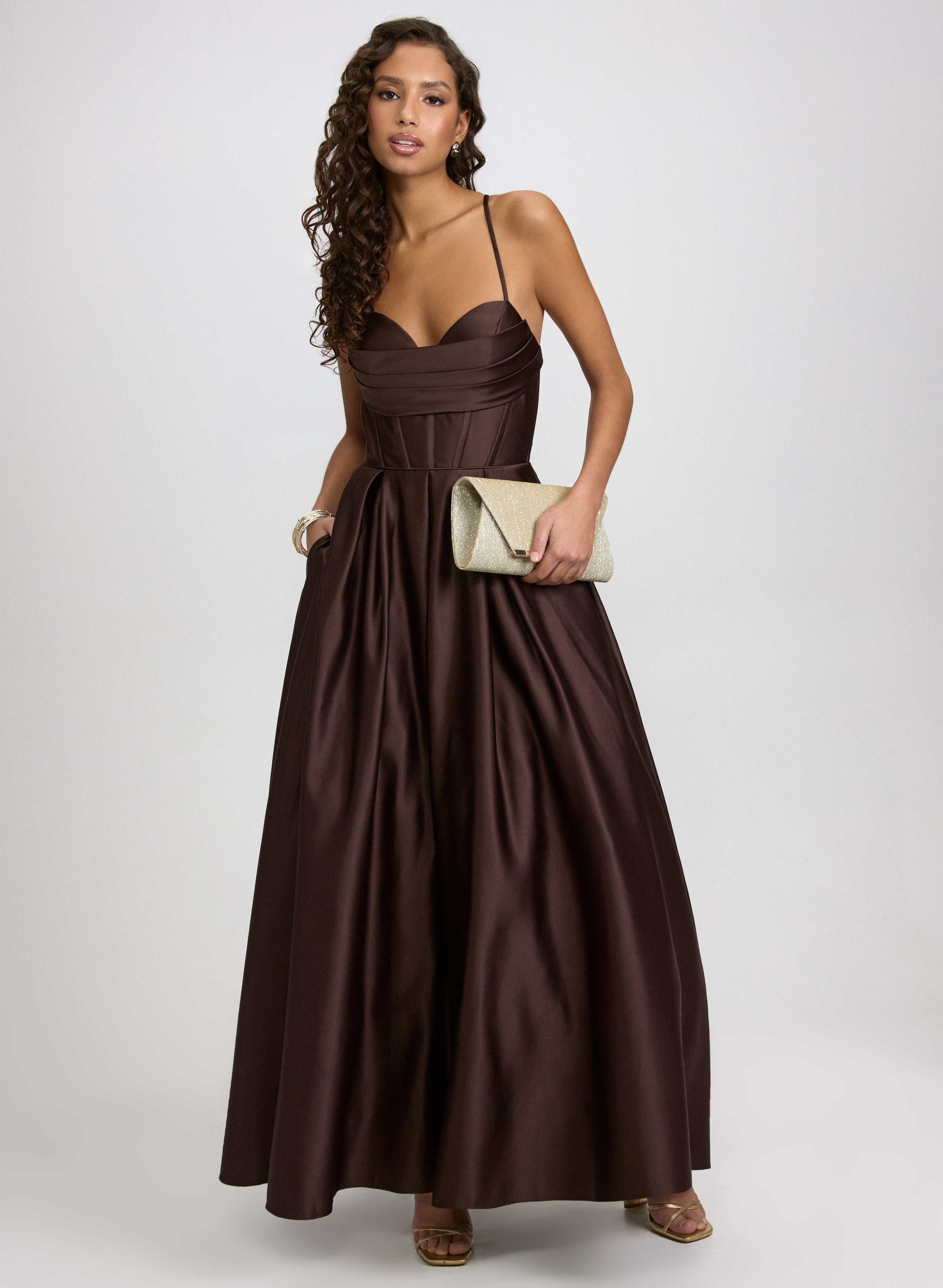 Draped Sweetheart Neck Dress