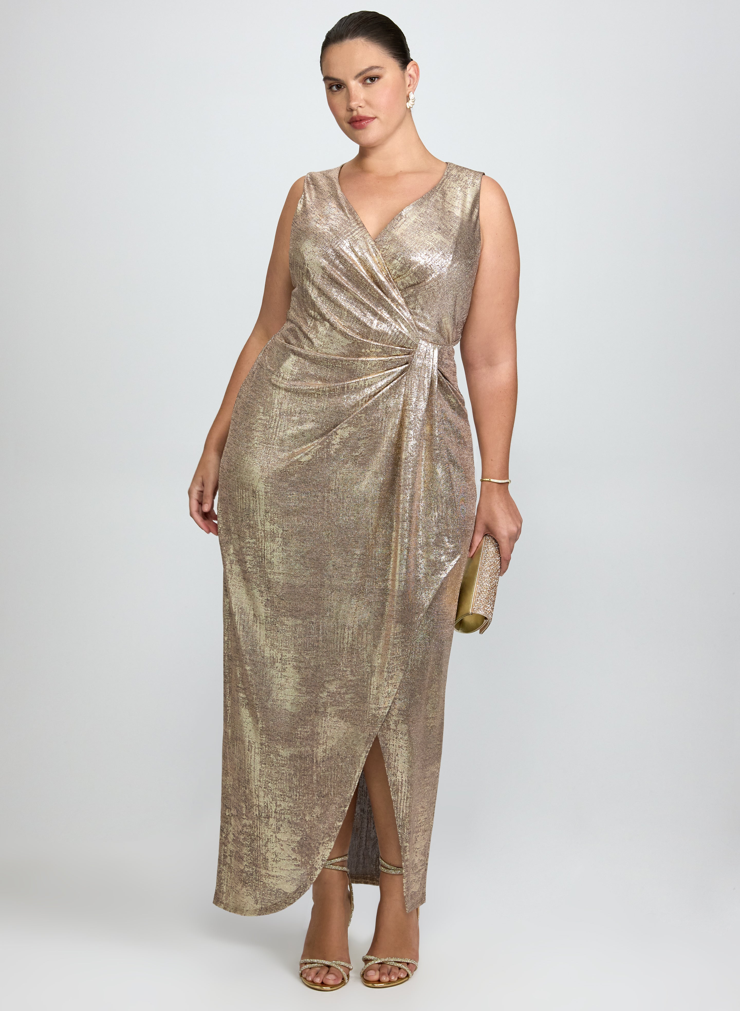 gold foil dresses Metallic Dress Sleeve Type:PUFFED