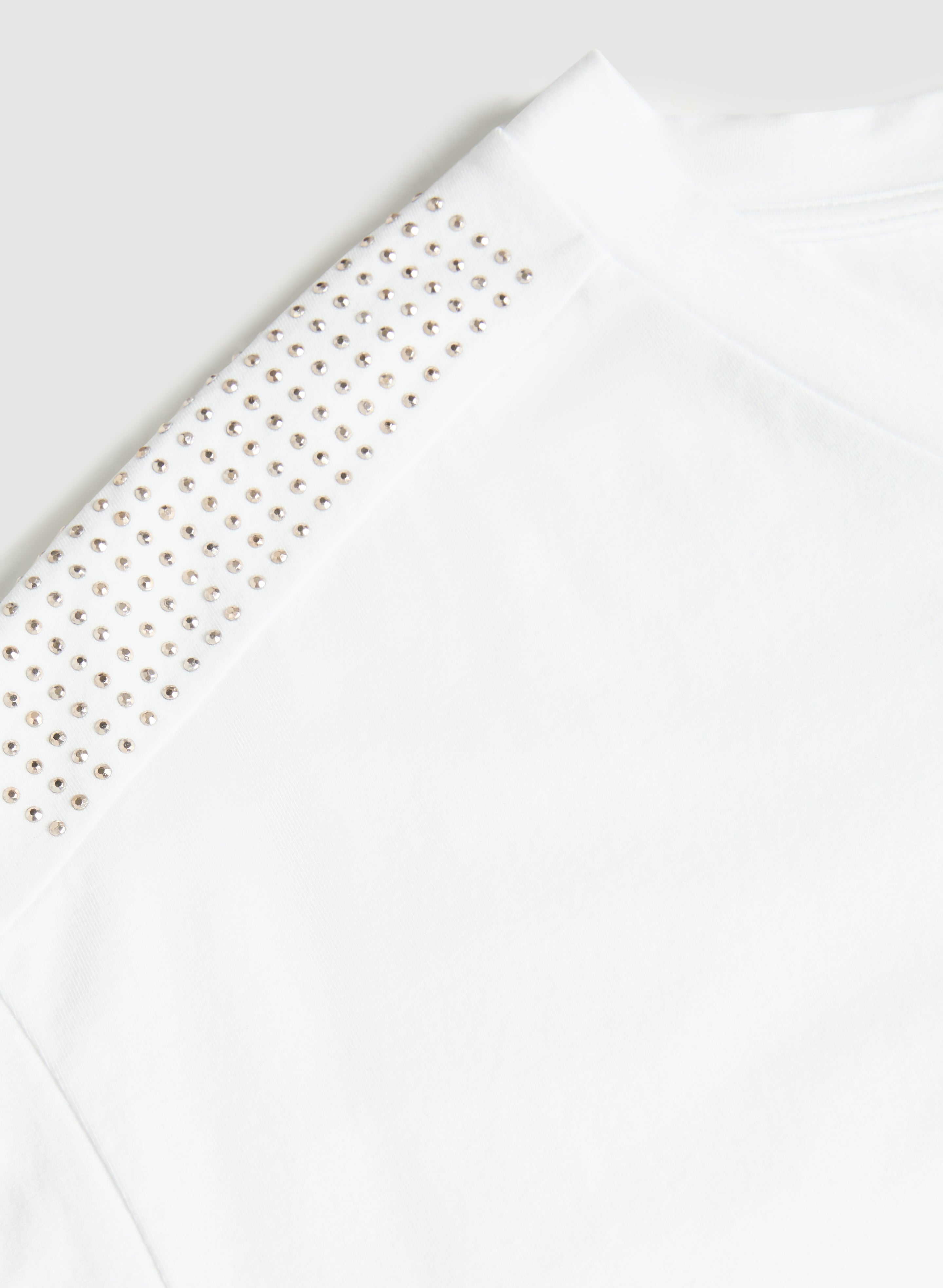 Ruched Rhinestone Detail T-Shirt