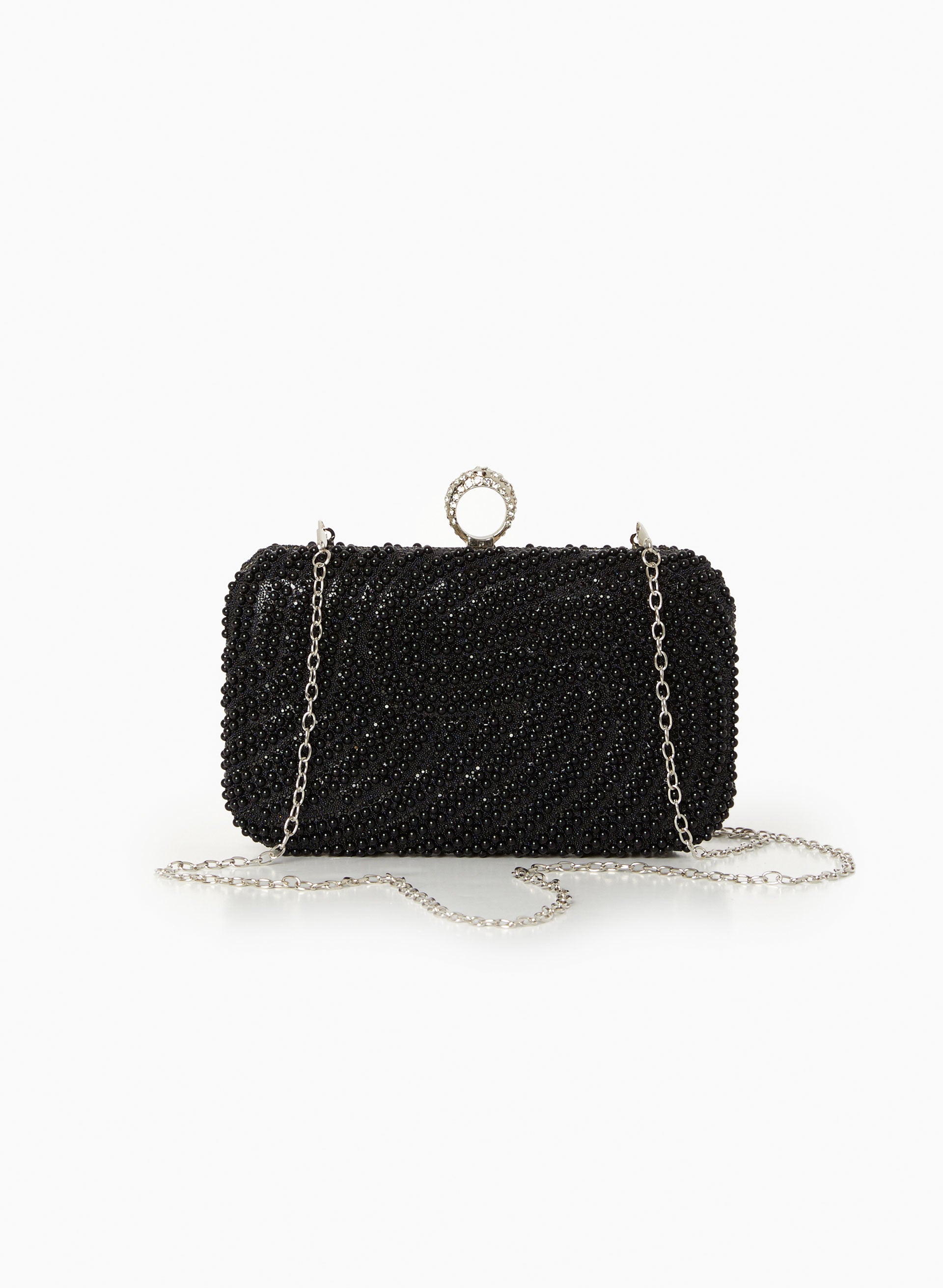 Accessories Women s Pearl Adorned Clutch in Black Size 0