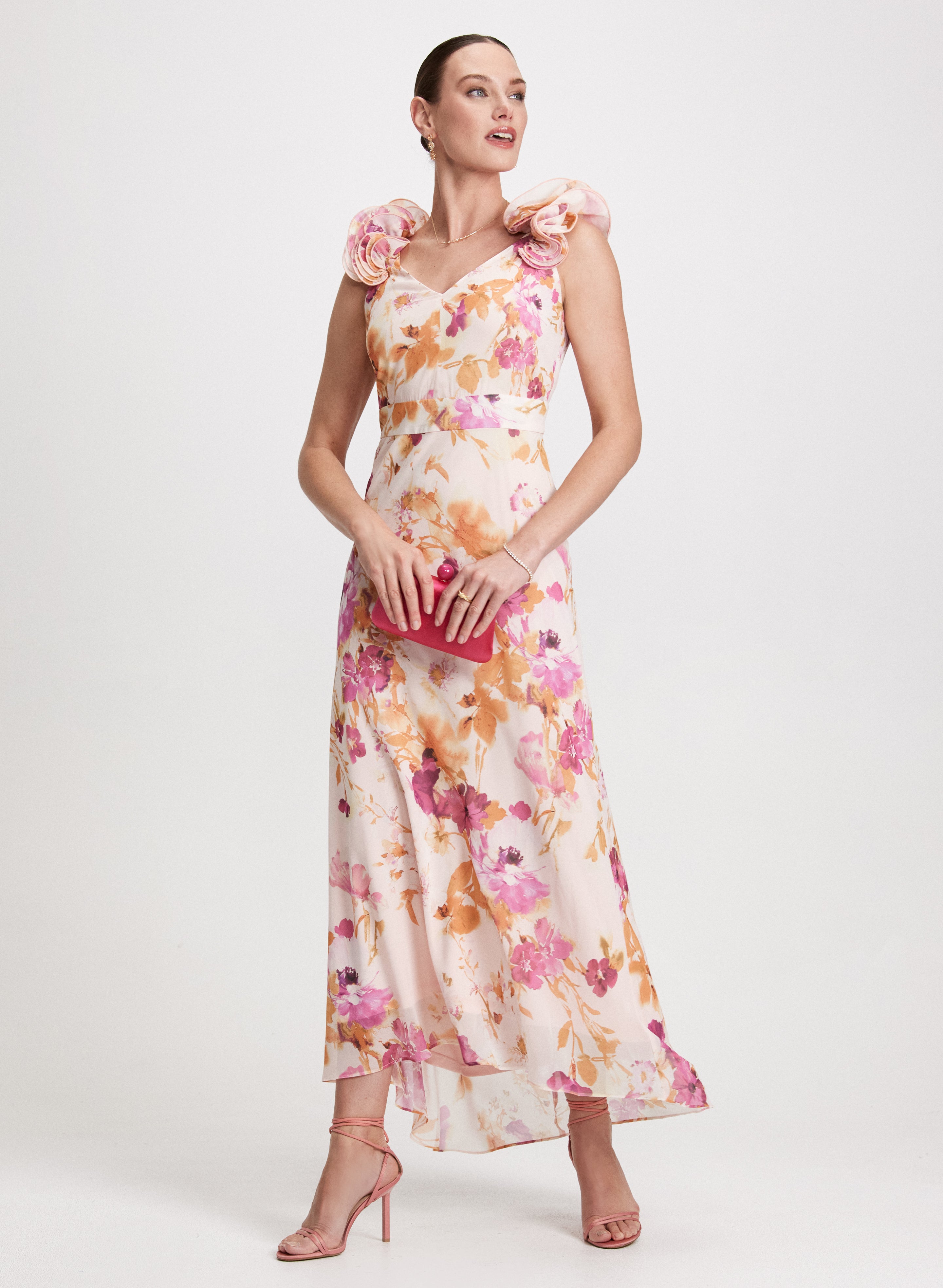 Ruffled Strap Floral Dress