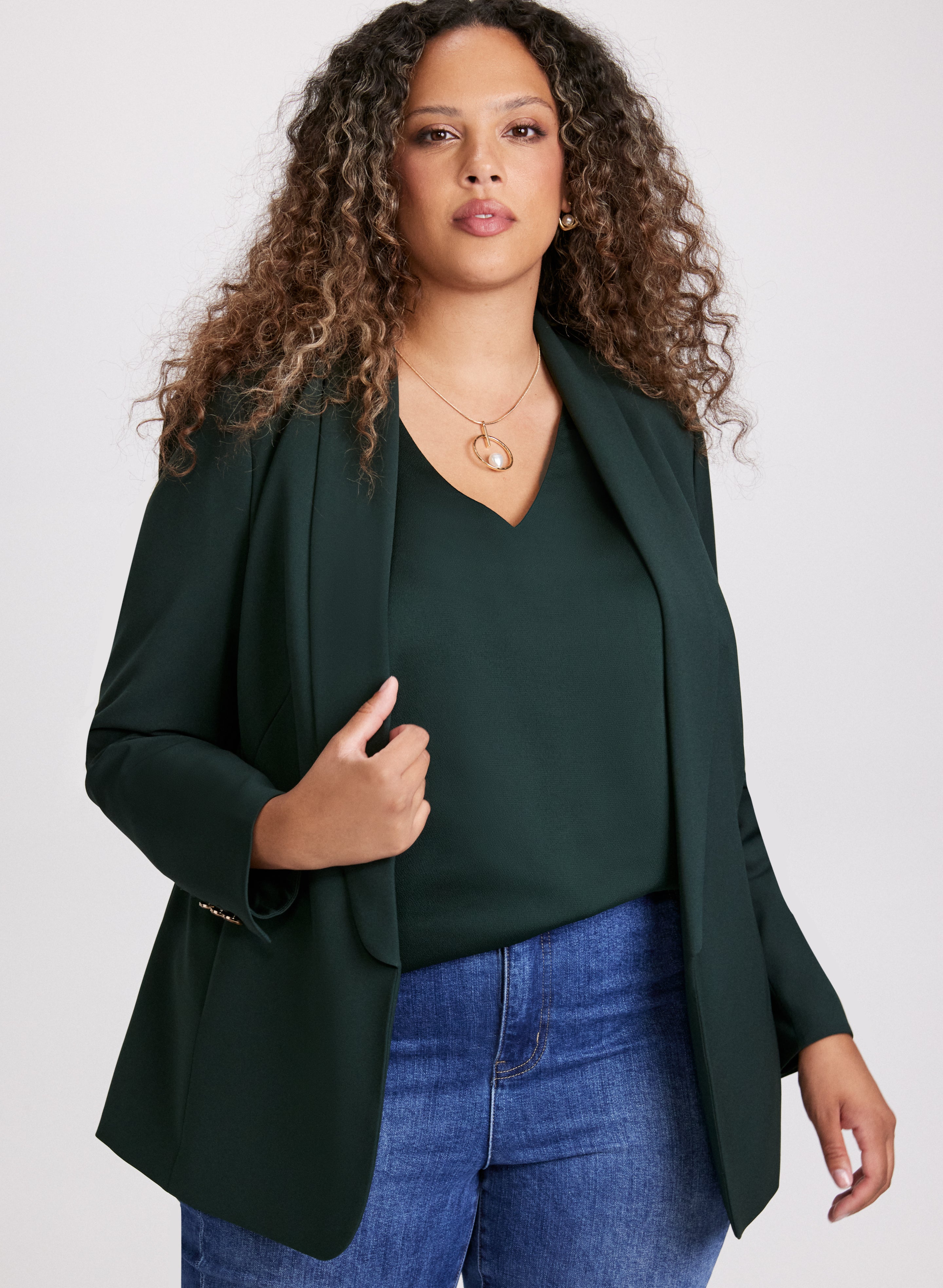 Shawl Collar 3/4 Sleeve Jacket