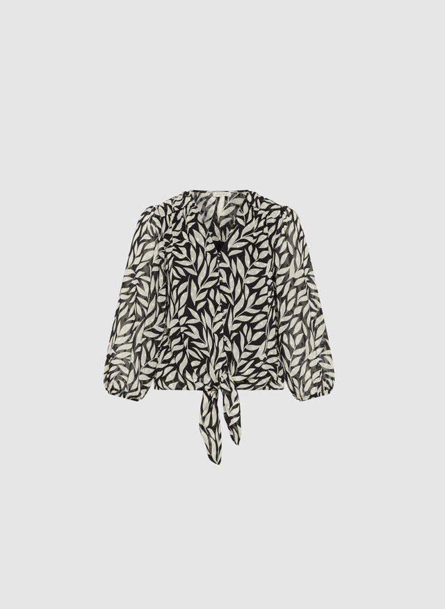 Elegant Leaf Print Blouse main image 1