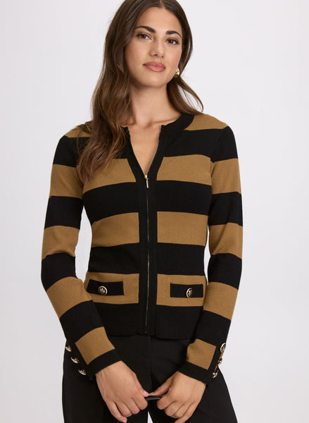Stripe Zip Cardigan