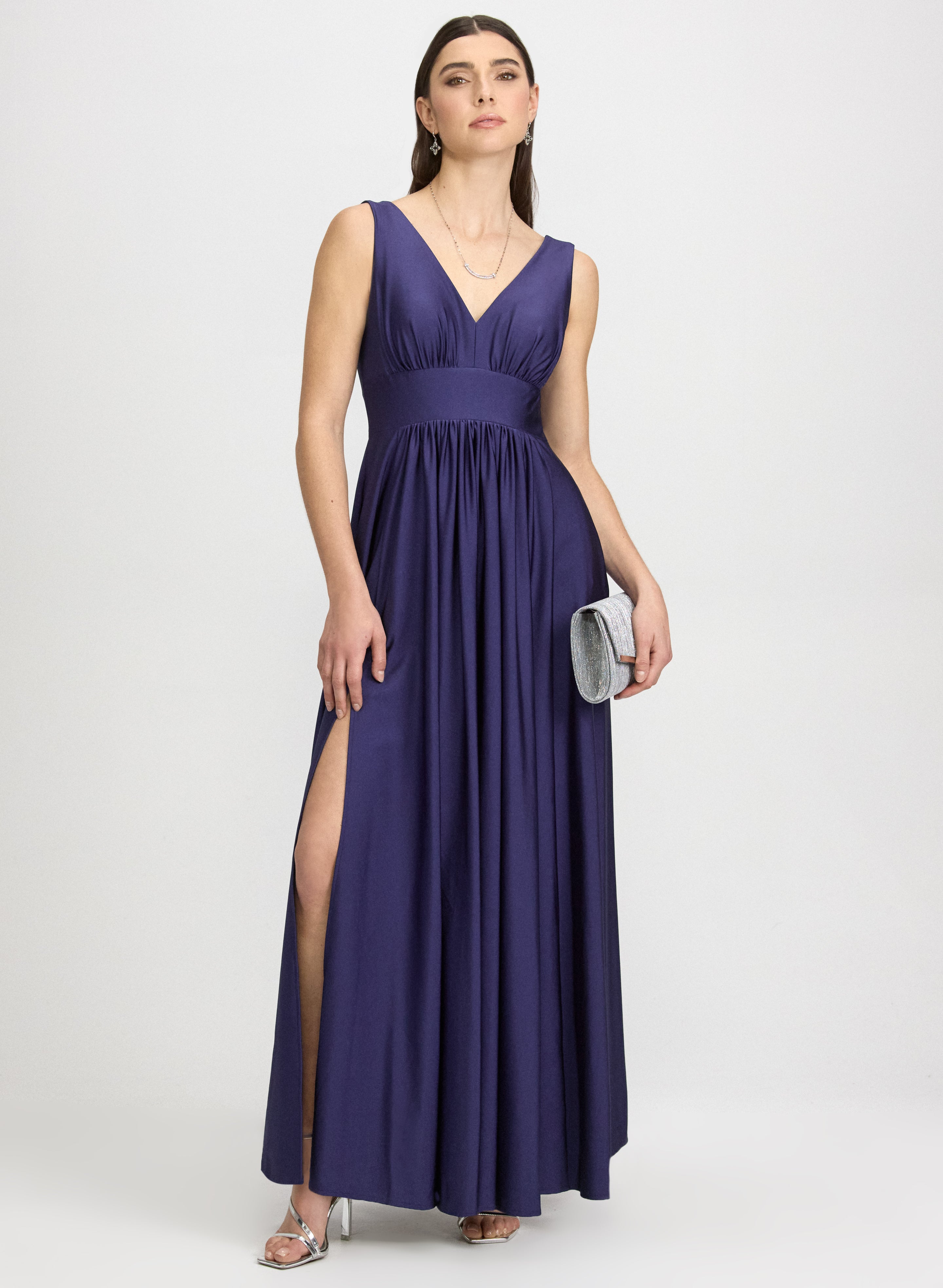 slim fit dress slacks Fit & Flare V-Neck Dress