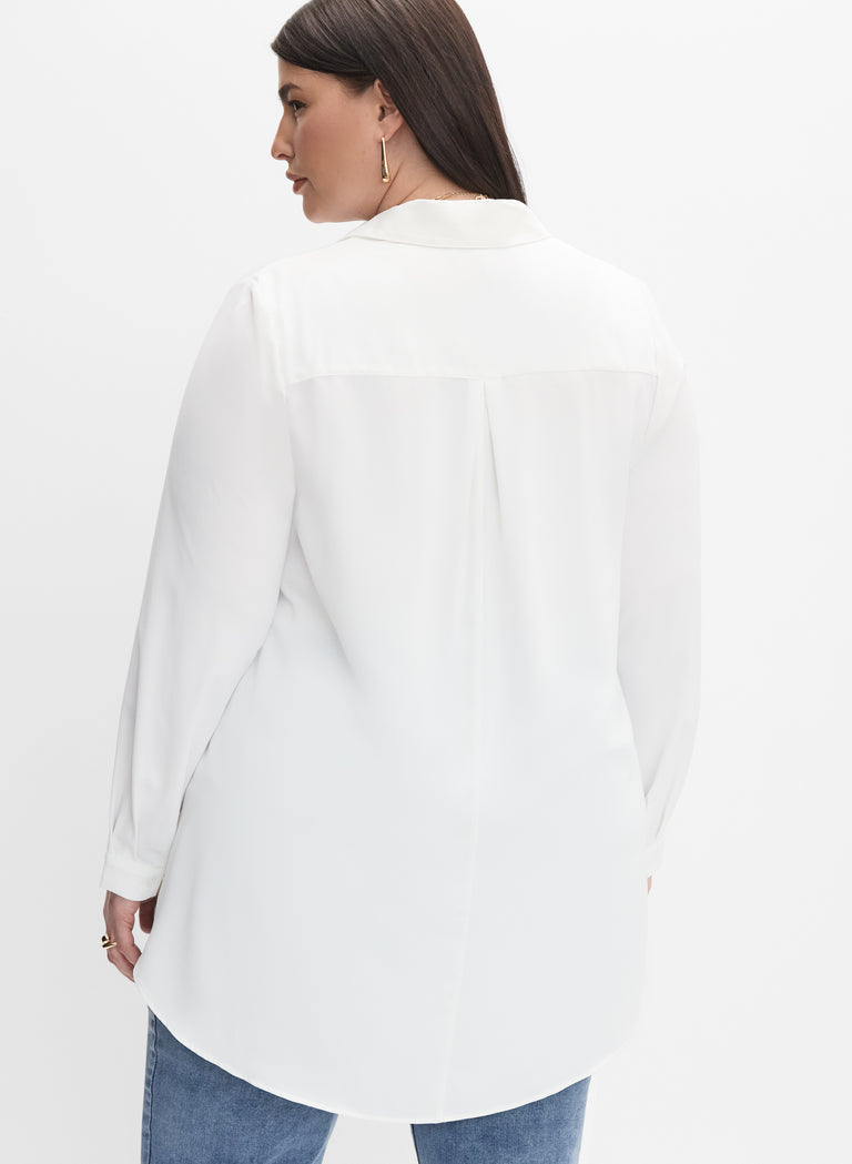 Perfee Johnny Collar Half Sleeve Blouse