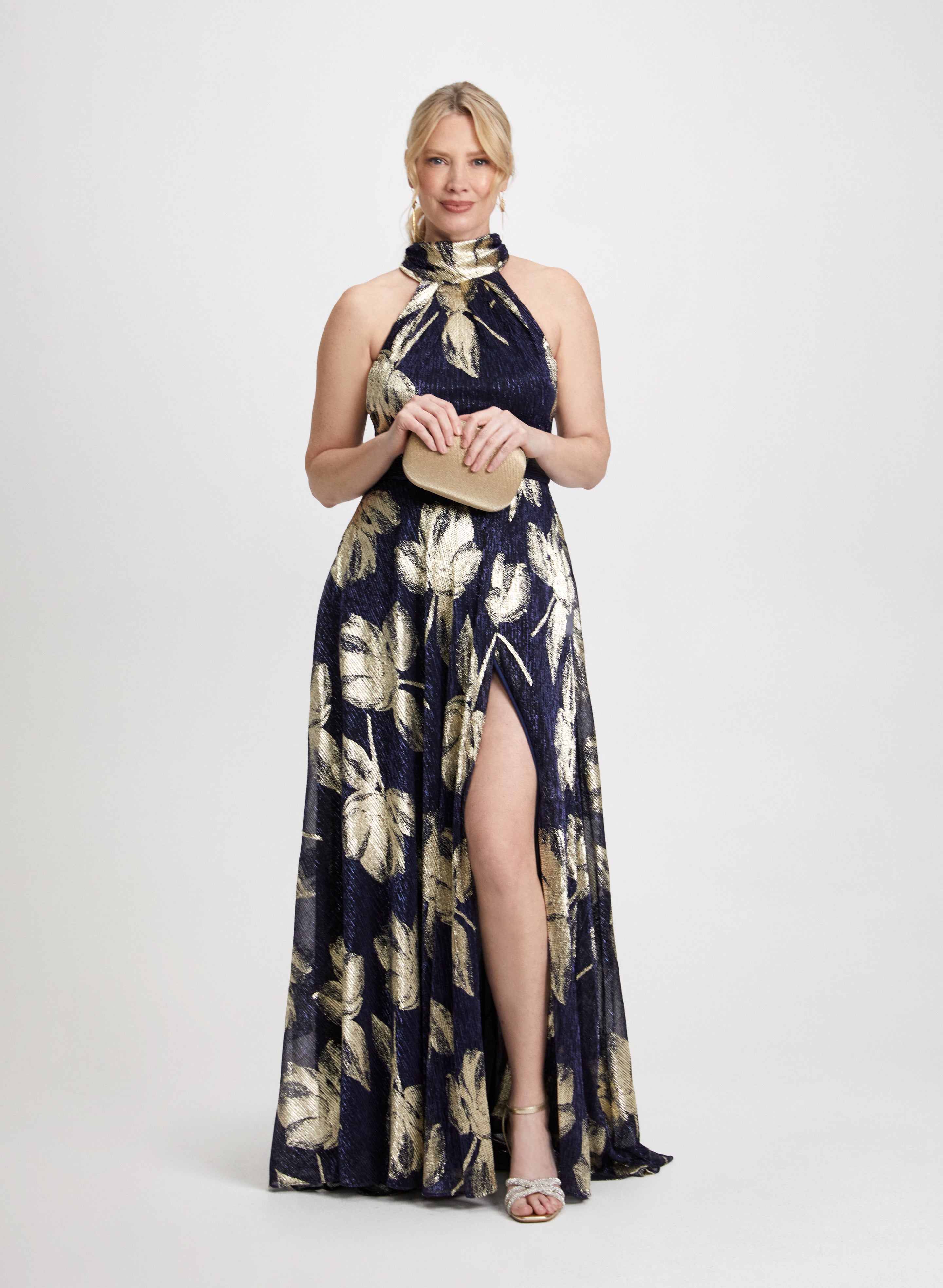 Metallic Halter Neck Dress Metallic Halter Neck Dress