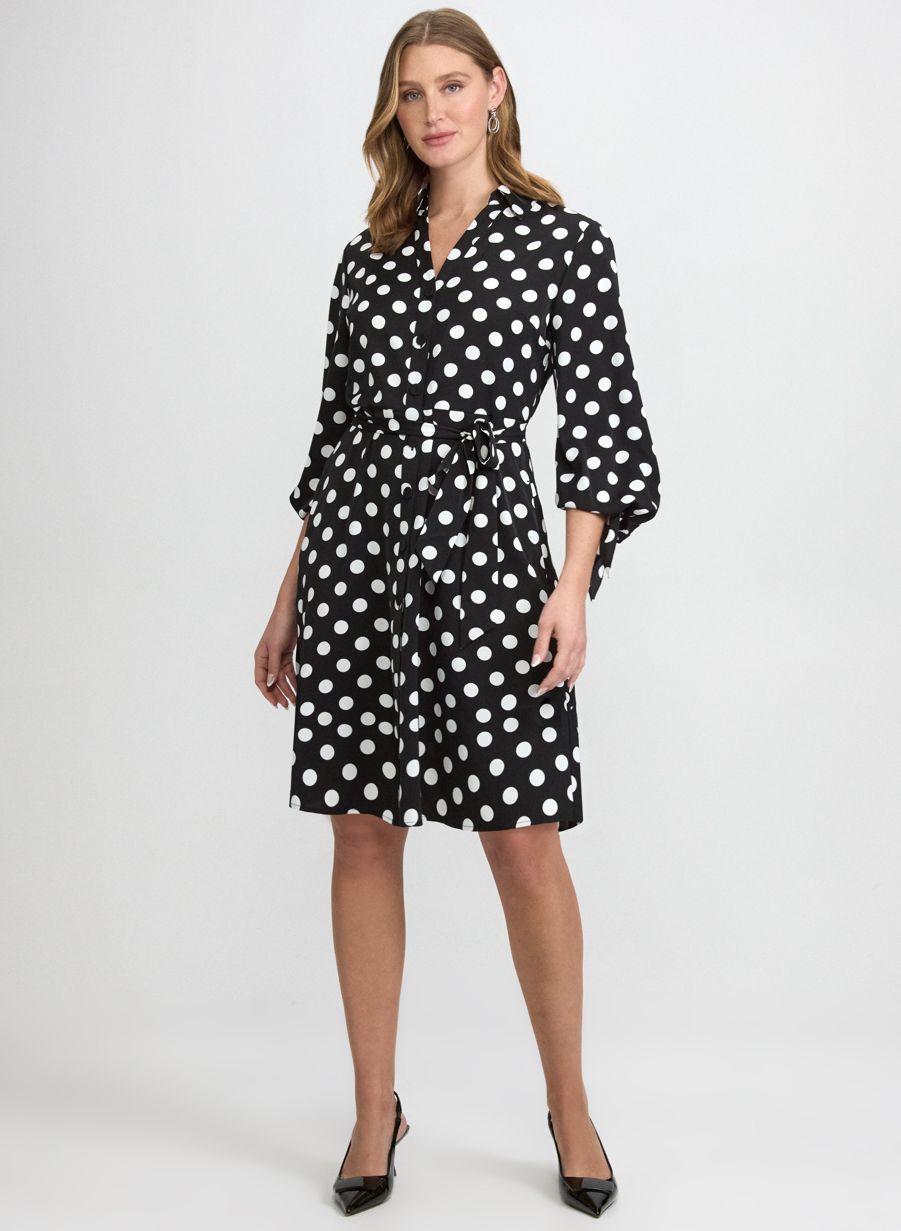 black and white polka dot shirt dress Plus Size Polka Dot Tunic Shirt, Plus Size Chic Clothing - See Rose Go 2X / Timeless Dot main image 0