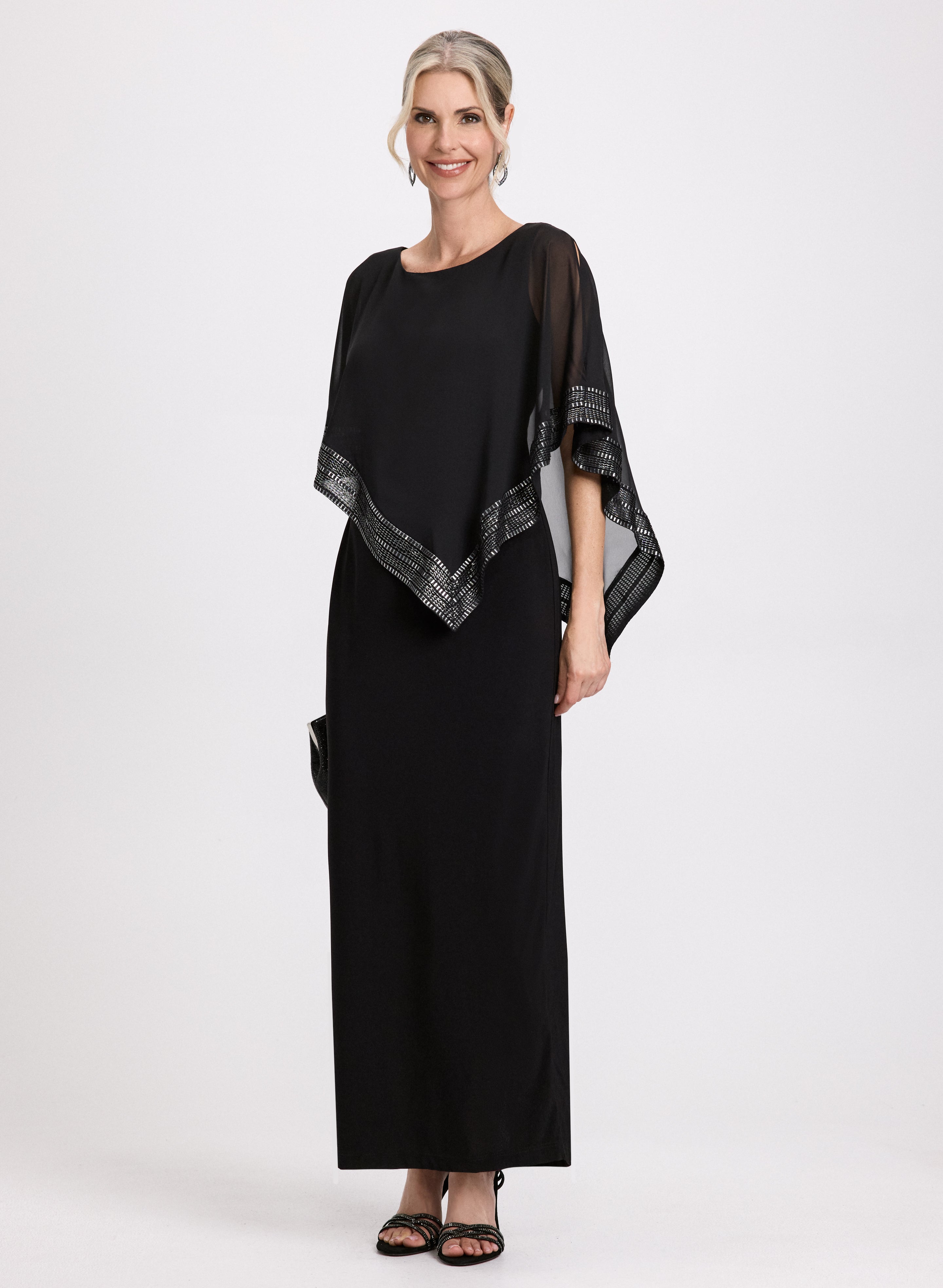 Capelet Effect Evening Dress