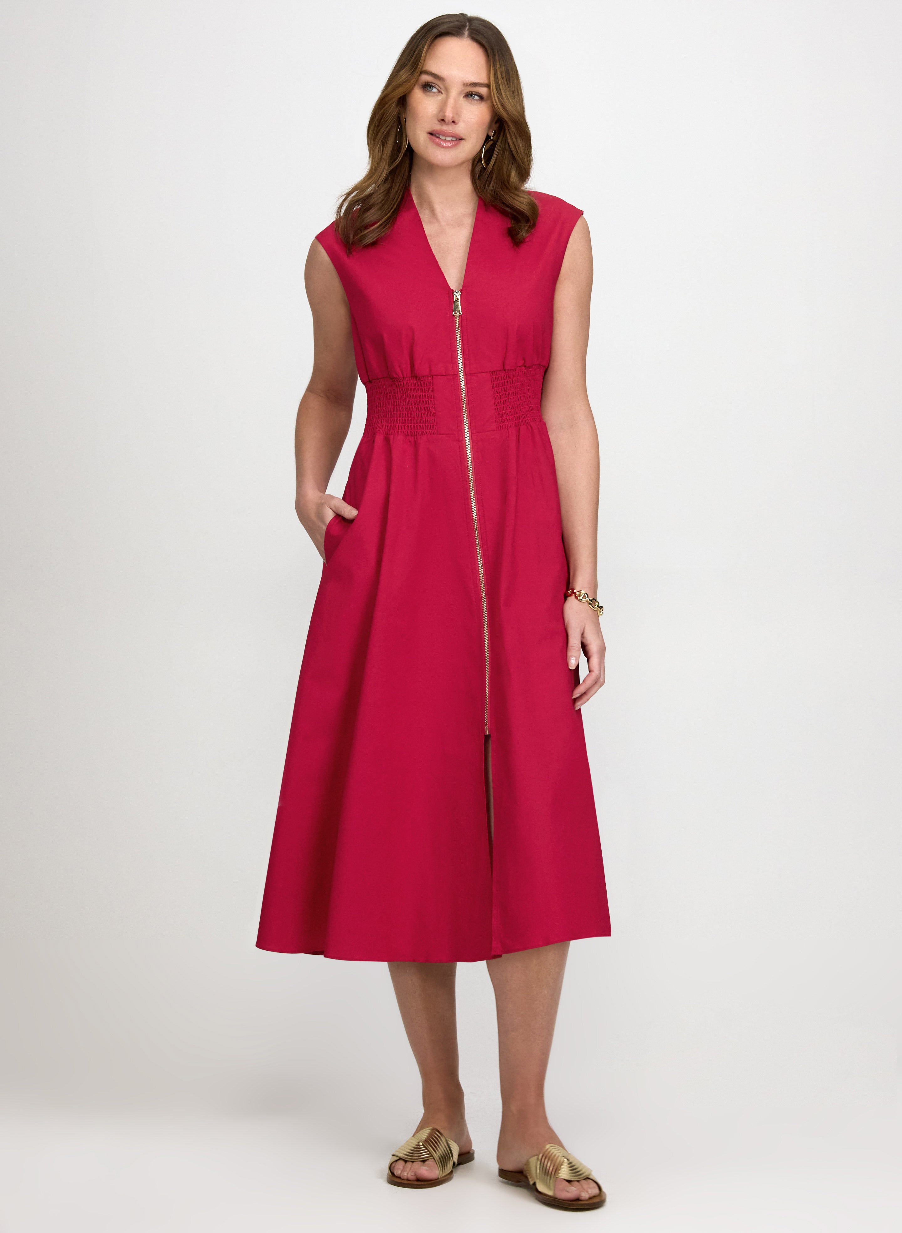 red dress with gold zipper Zip Fit & Flare red dress with black lace