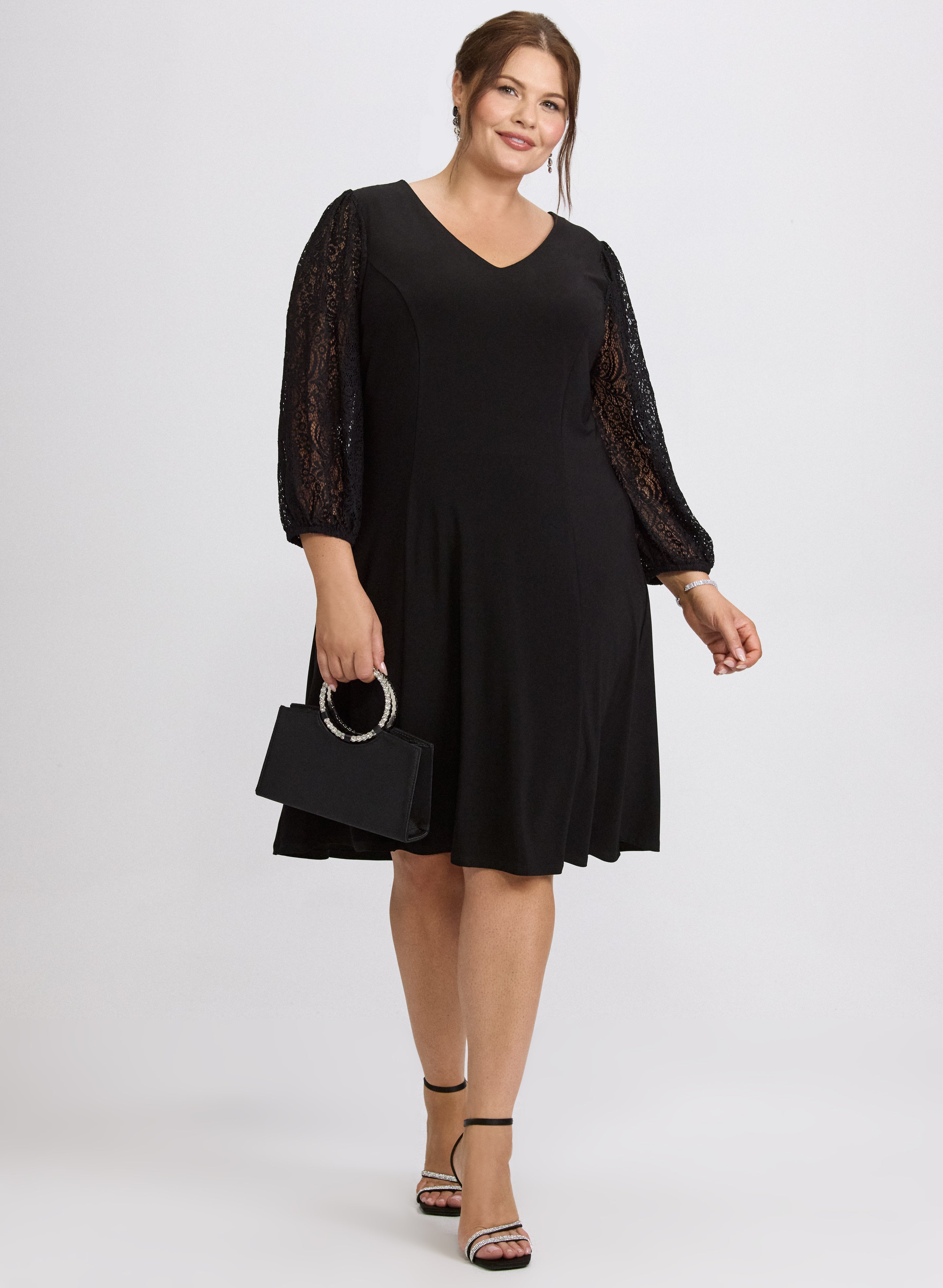 sachin and babi light blue dress Chic Beautiful Black Plus Size Cocktail Dresses 2018 1 2 Sleeves A Line  Princess Lace Up V Neck Tulle Appliques Backless Cocktail Party Formal  Dresses main image 1