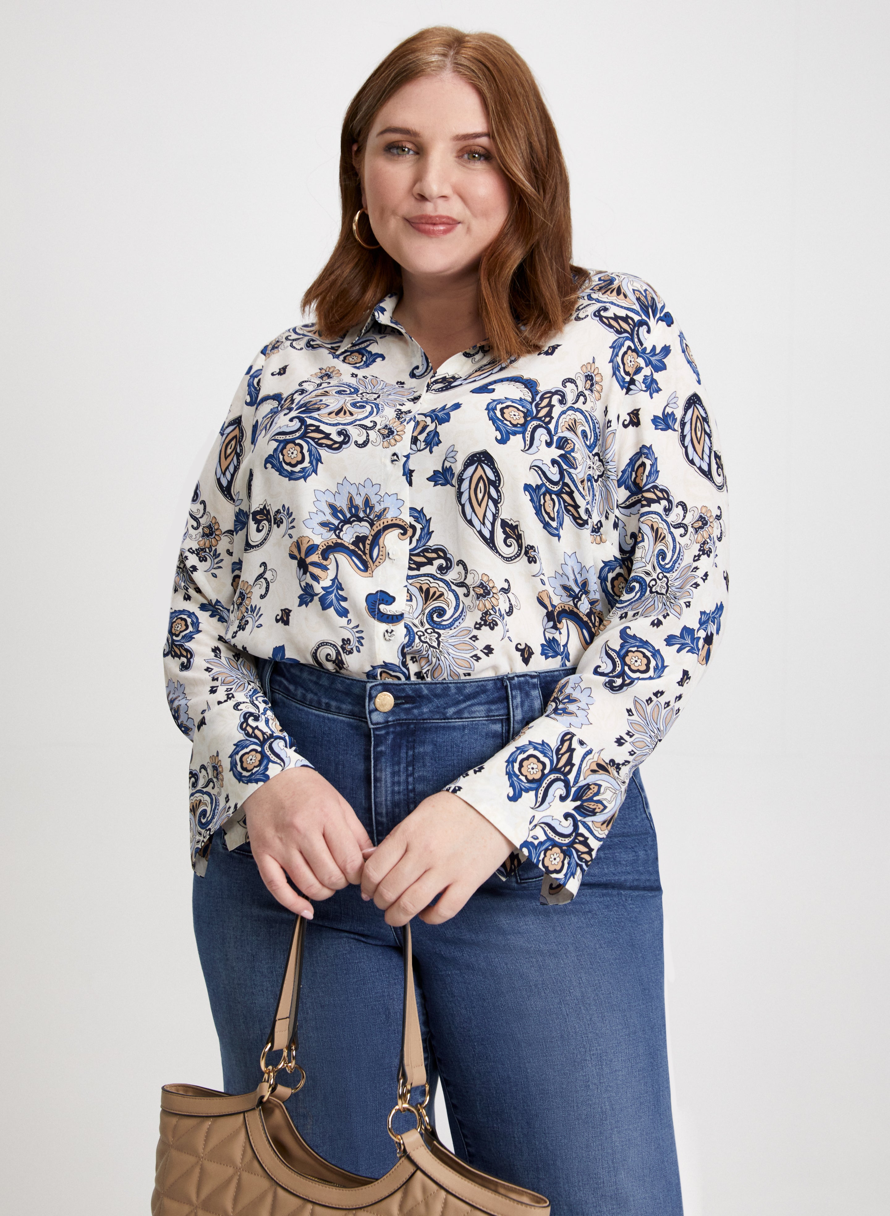 Paisley Button Front Blouse