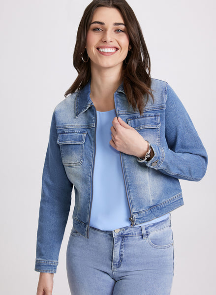 Zip-Front Denim Jacket