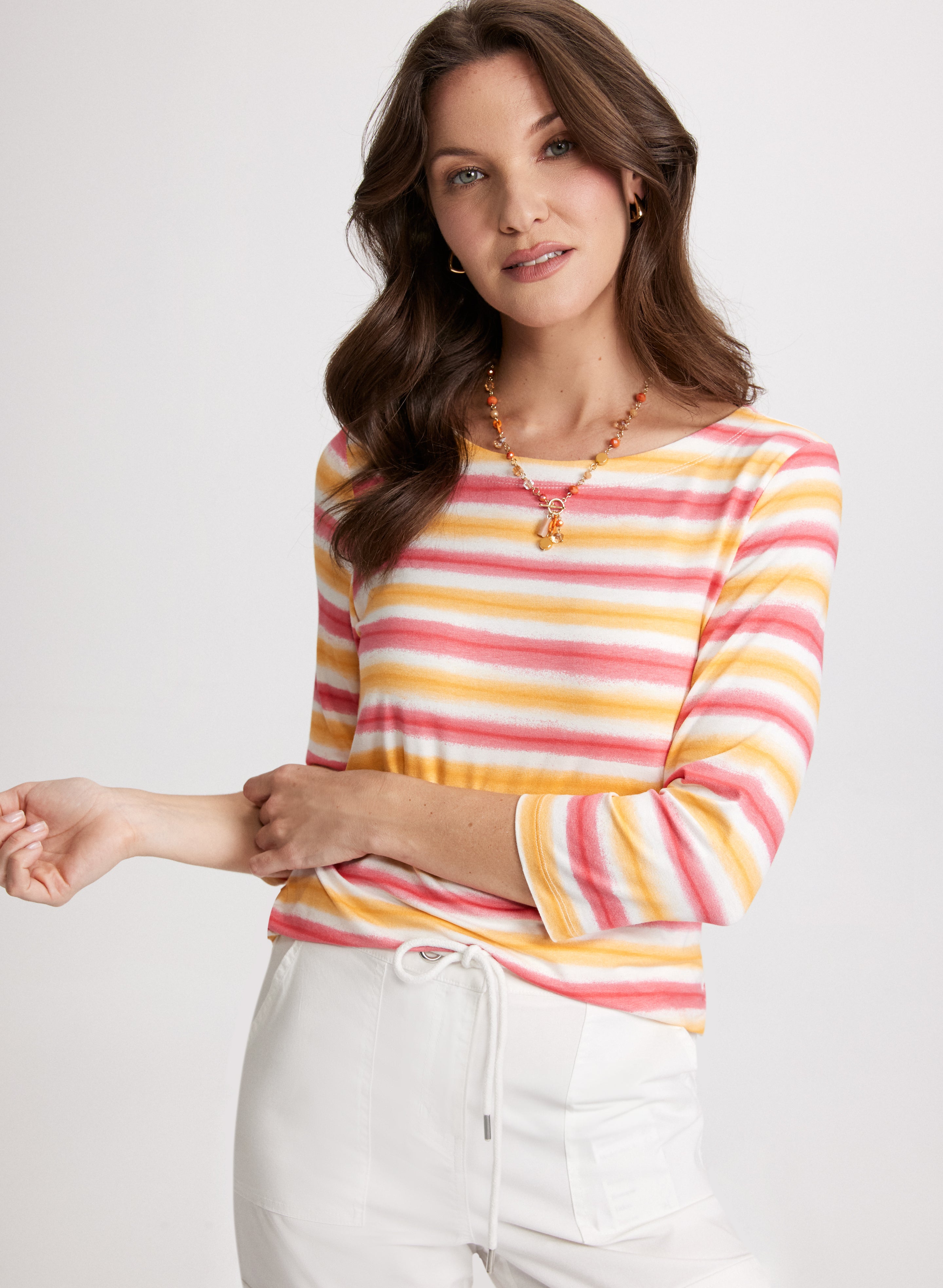 3/4 Sleeve Striped Top