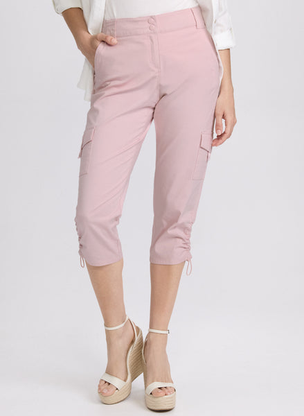 Cropped Drawstring Hem Cargo Pants