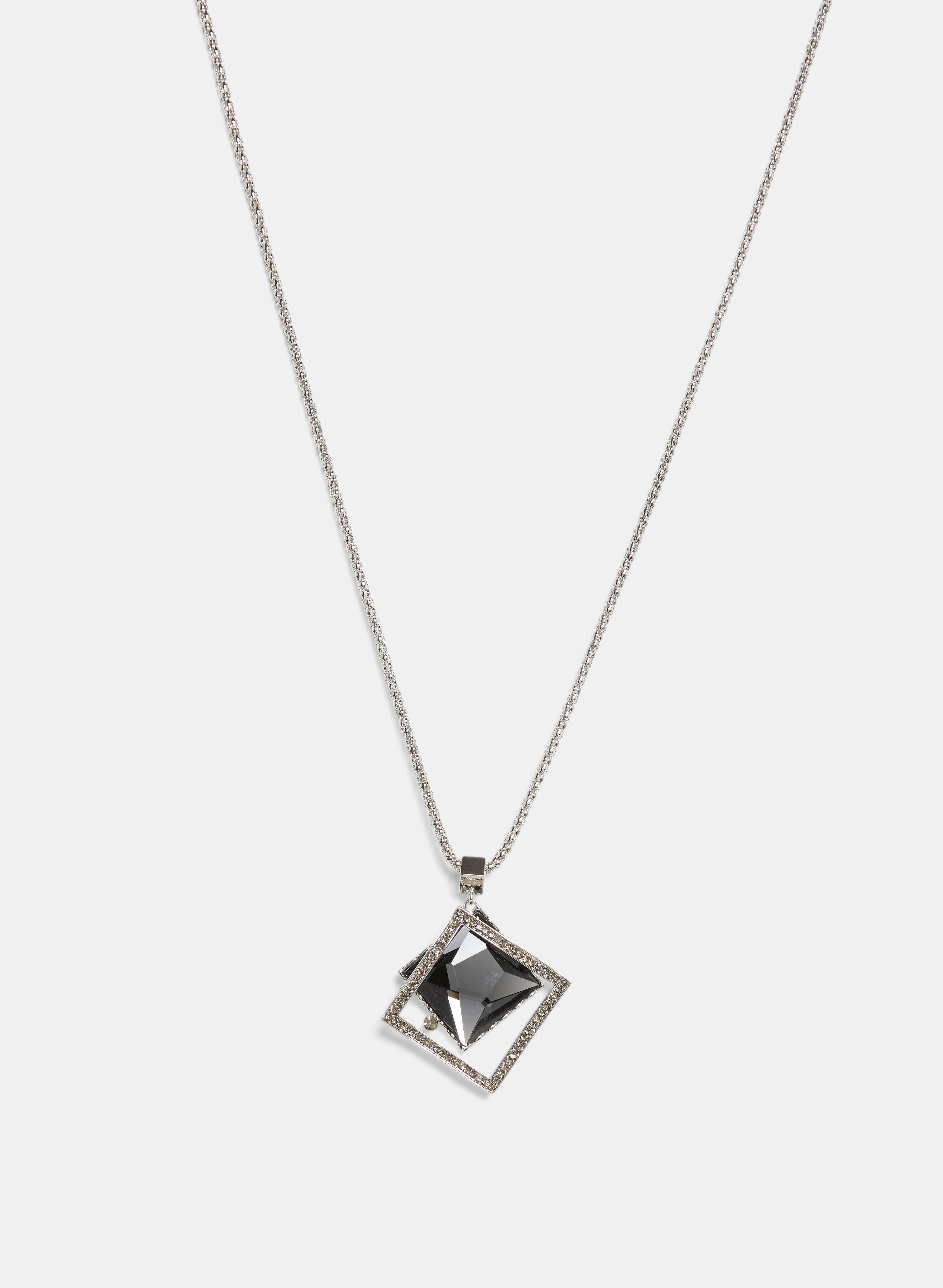 Framed Faceted Stone Pendant Necklace