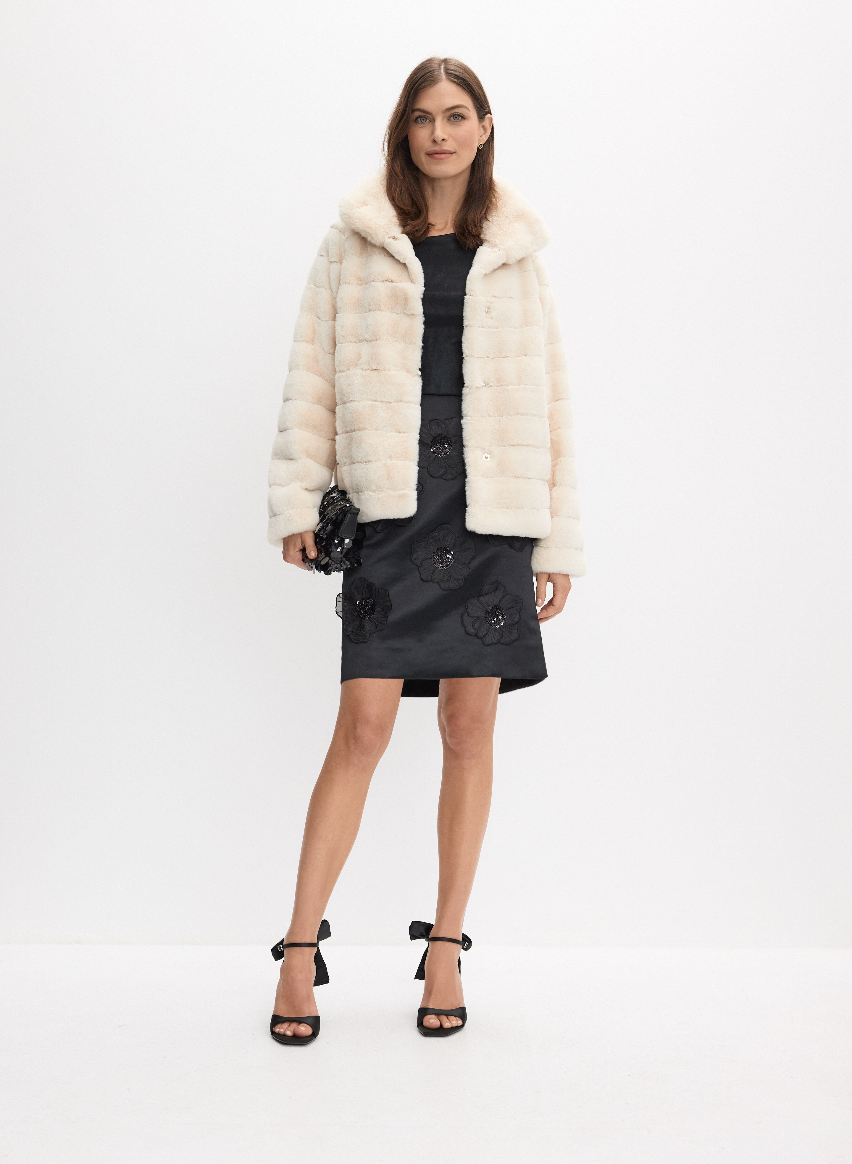 Ribbed Faux Fur Coat