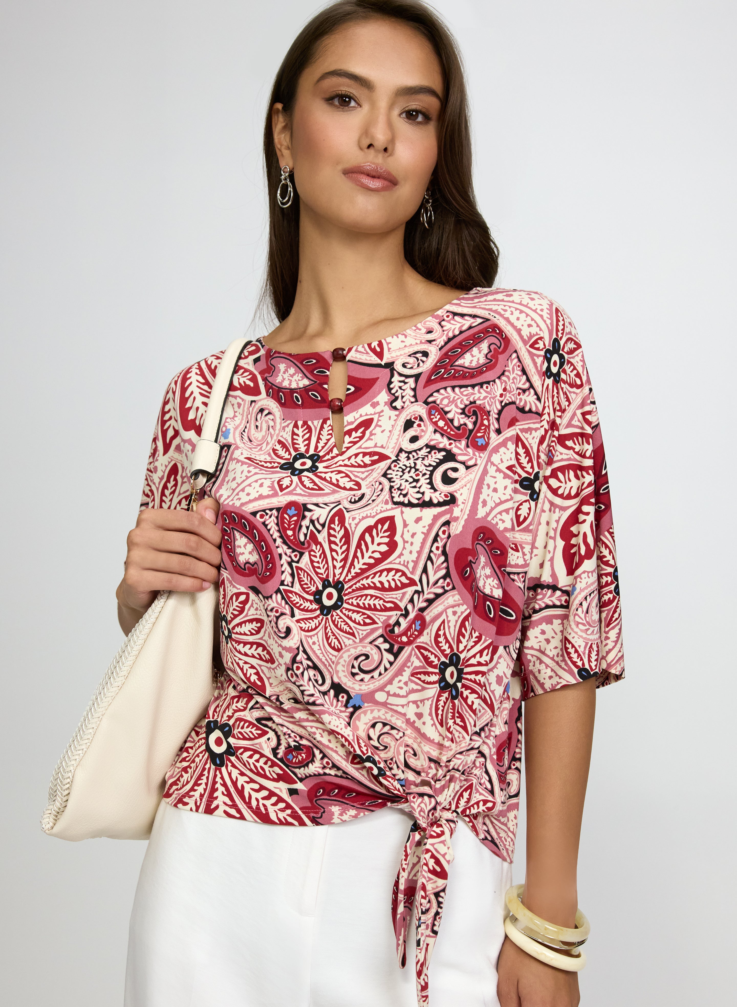 Paisley Tied-Hem Top