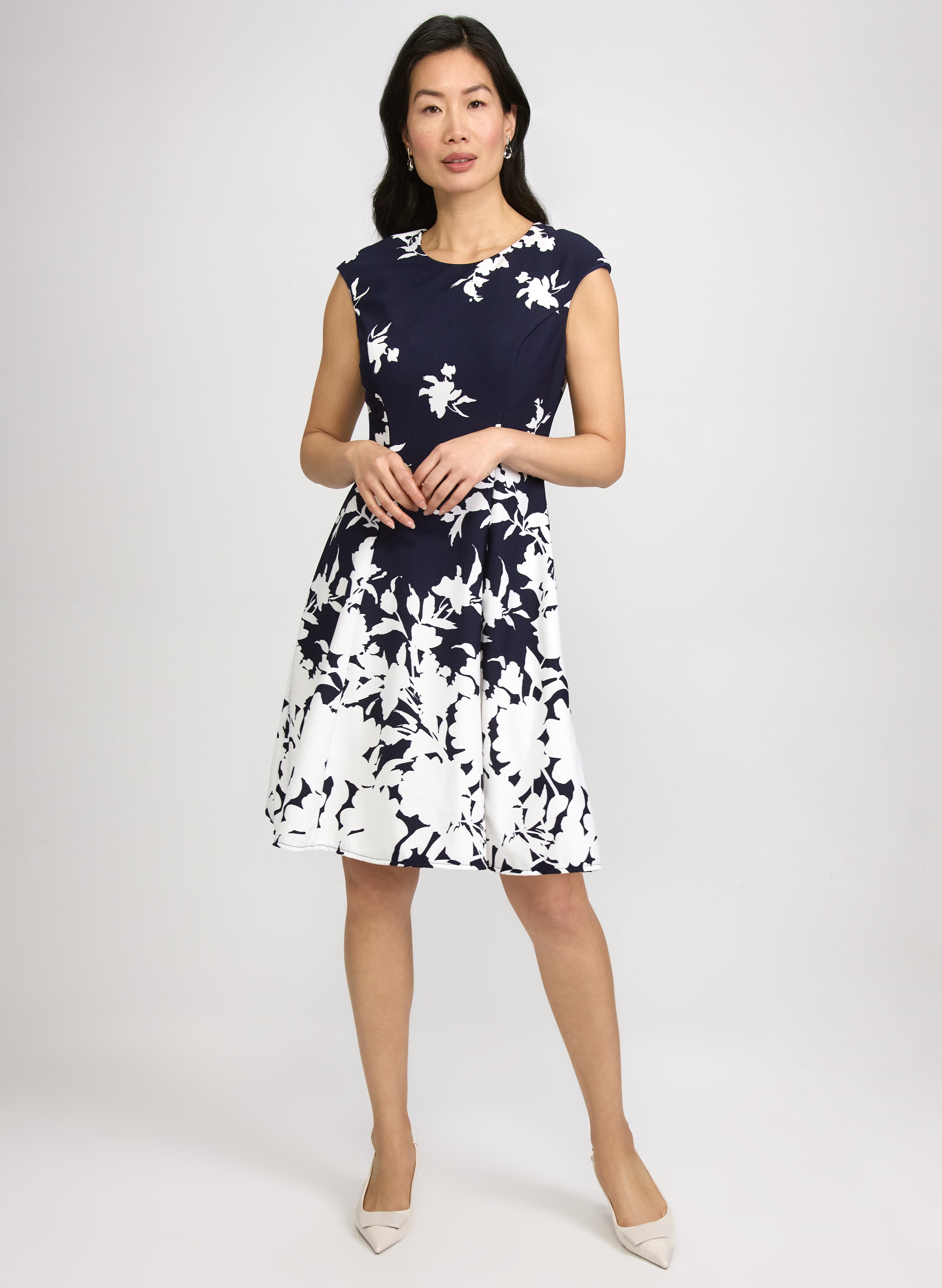green emerald velvet dress Francesca Floral Fit & Flare Midi Dress