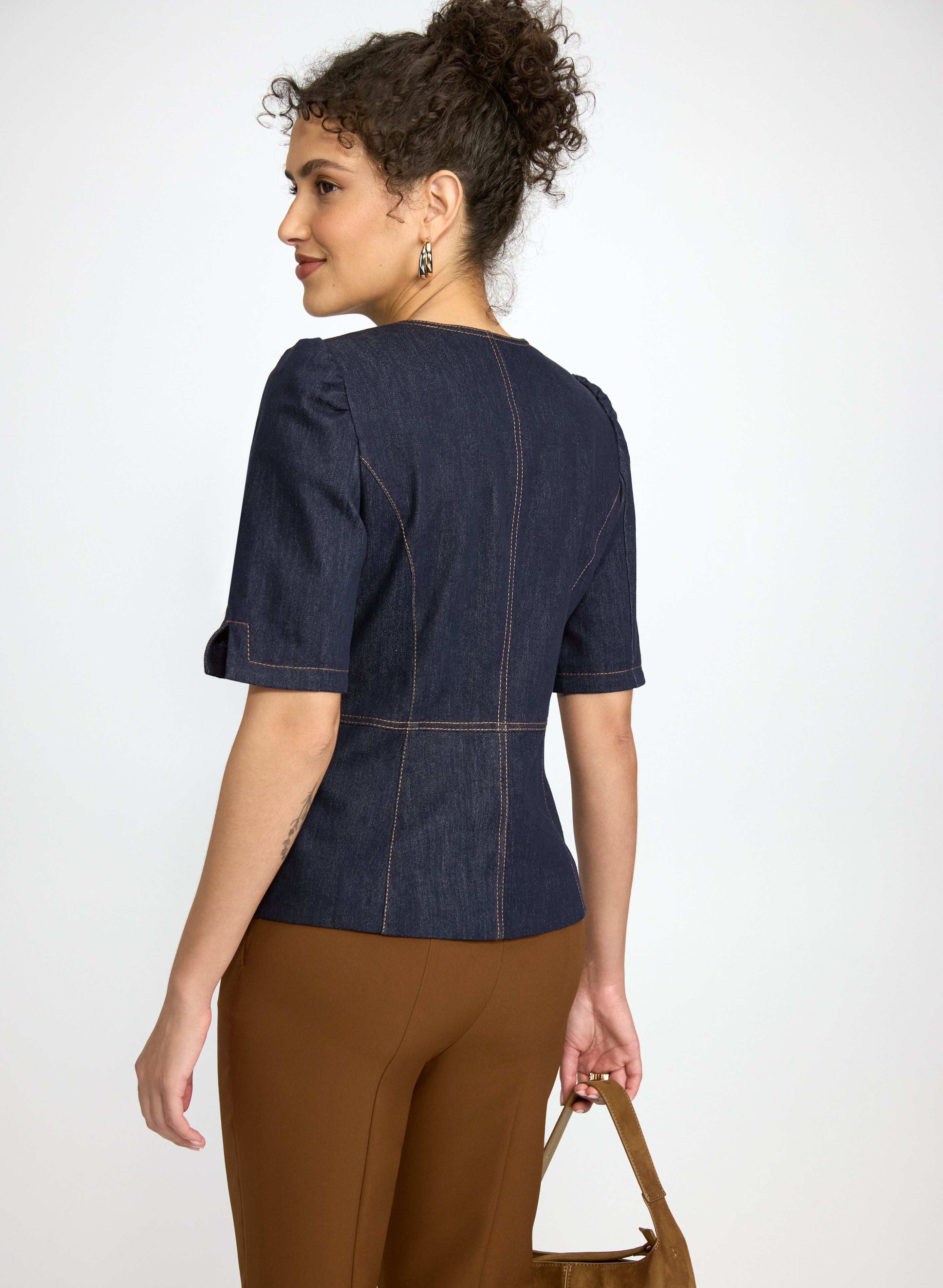 Denim Hook-Front Jacket