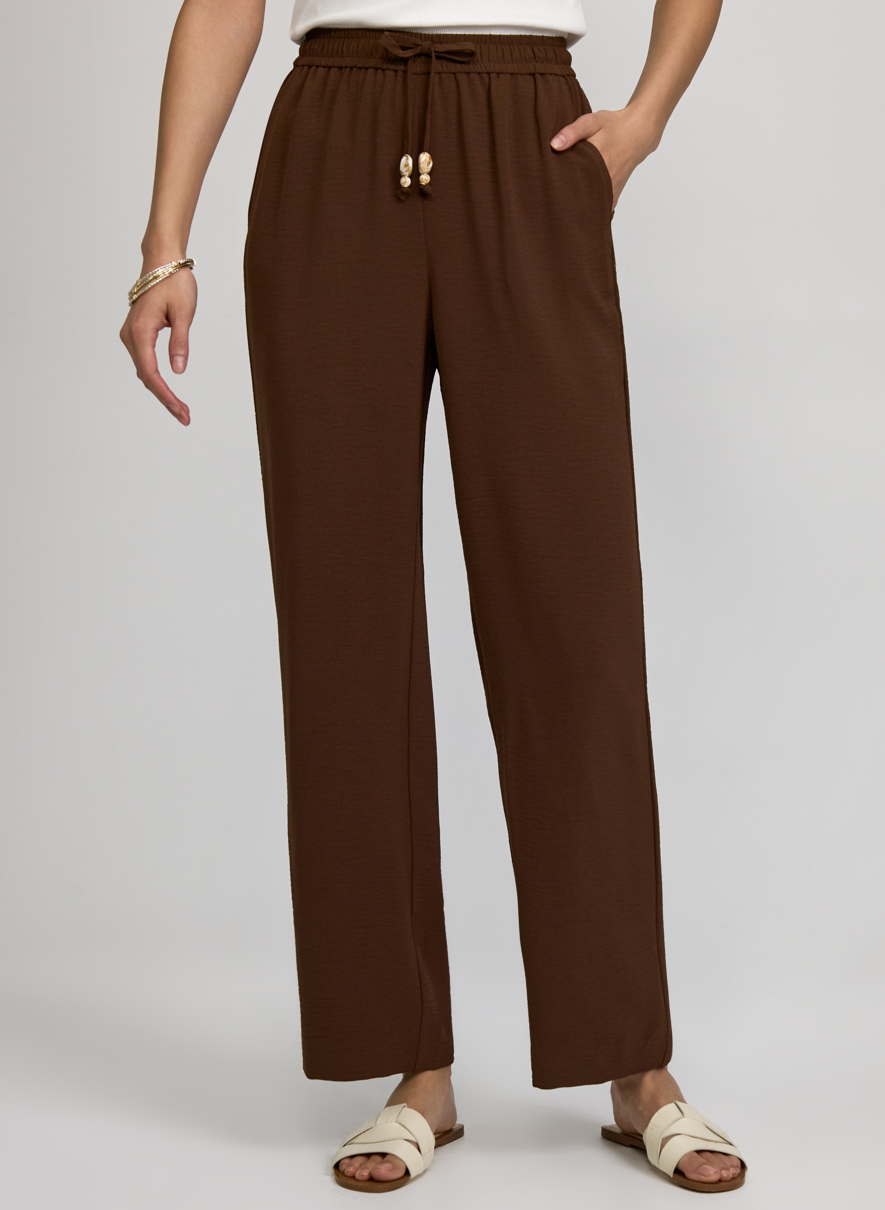Crinkled Wide-Leg Pants