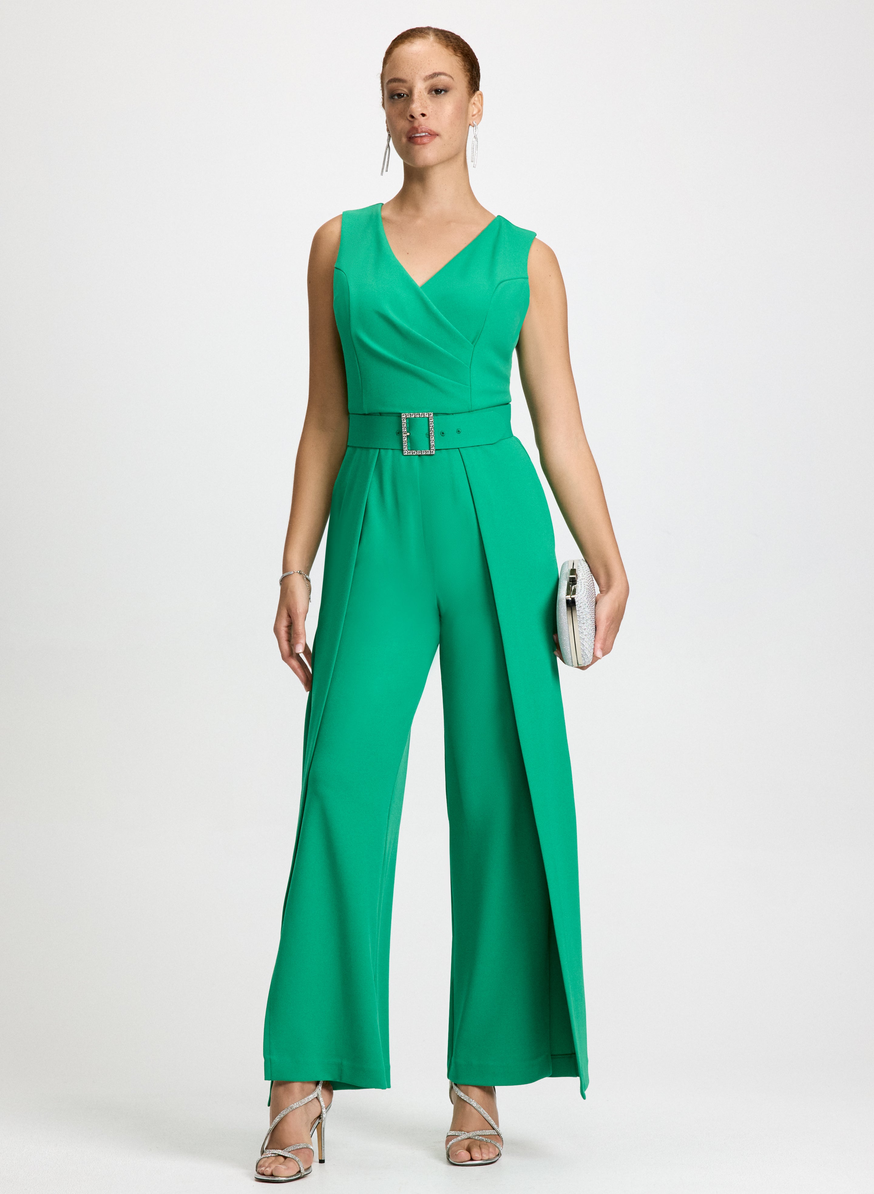 Green belted jumpsuit on sale