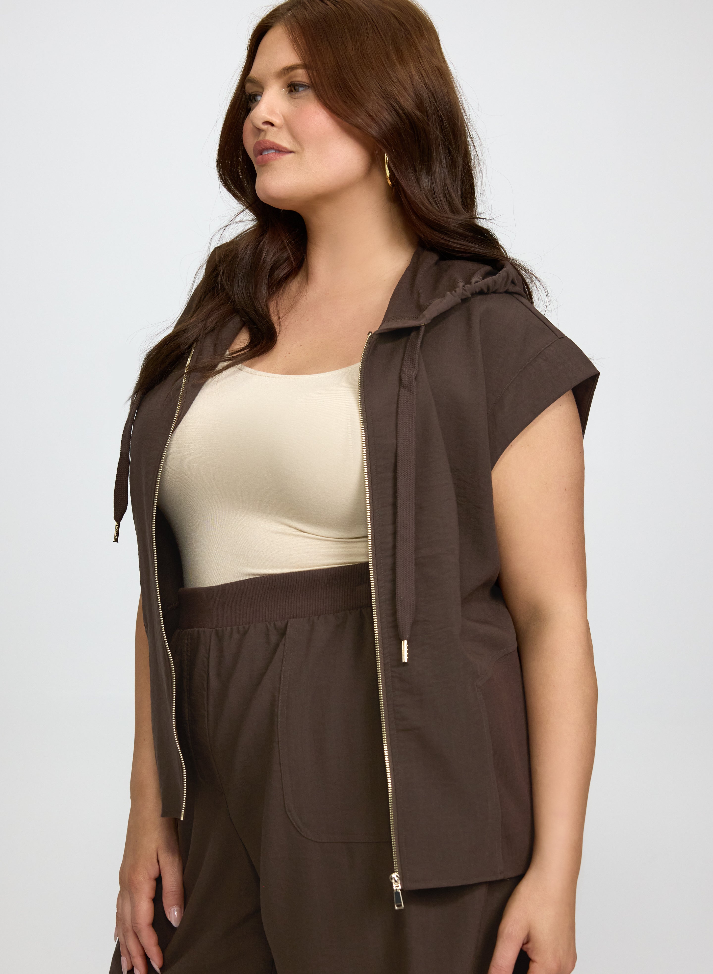 Zip Front Hooded Top