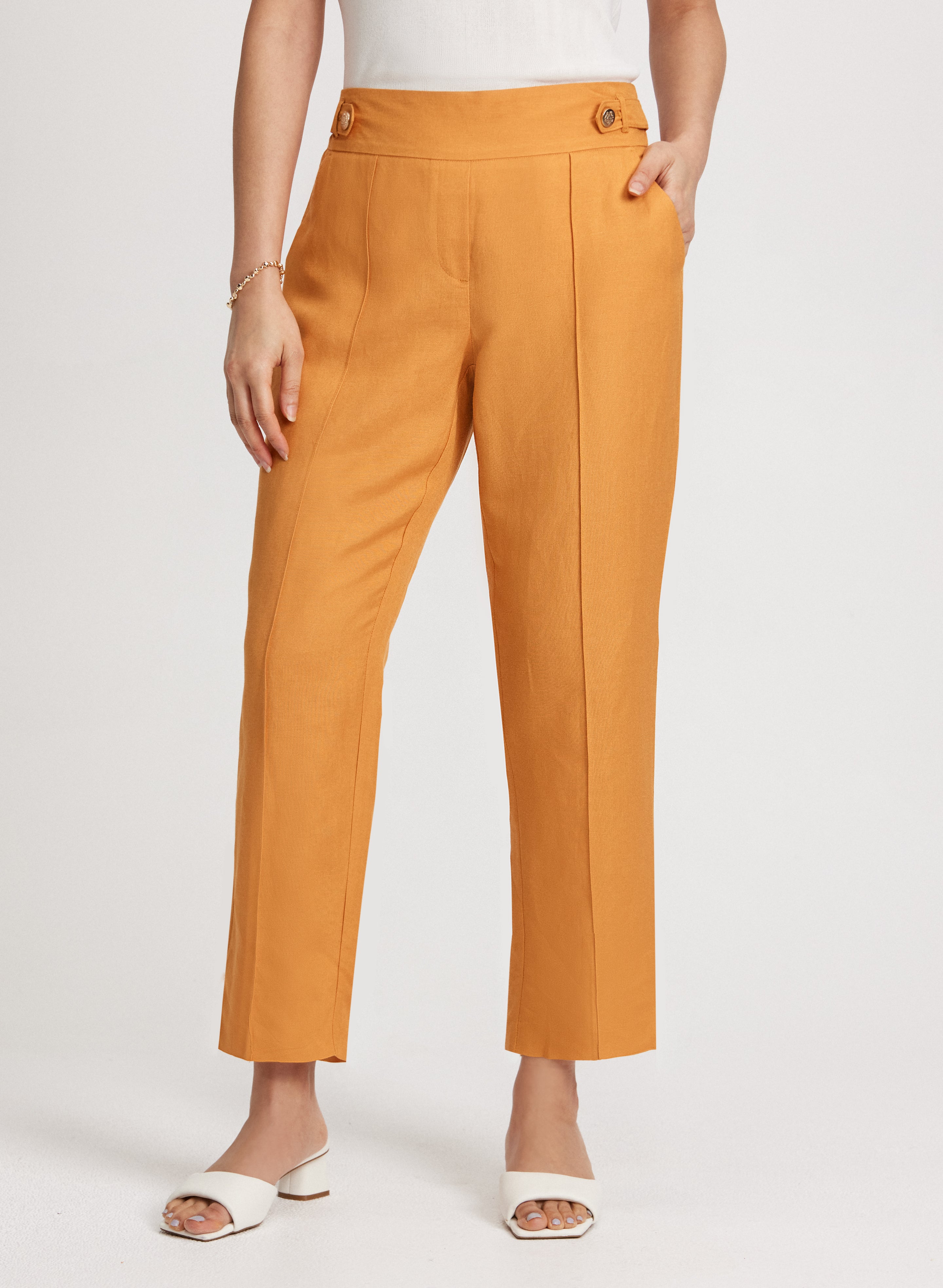 Linen-Blend Pull-On Pants