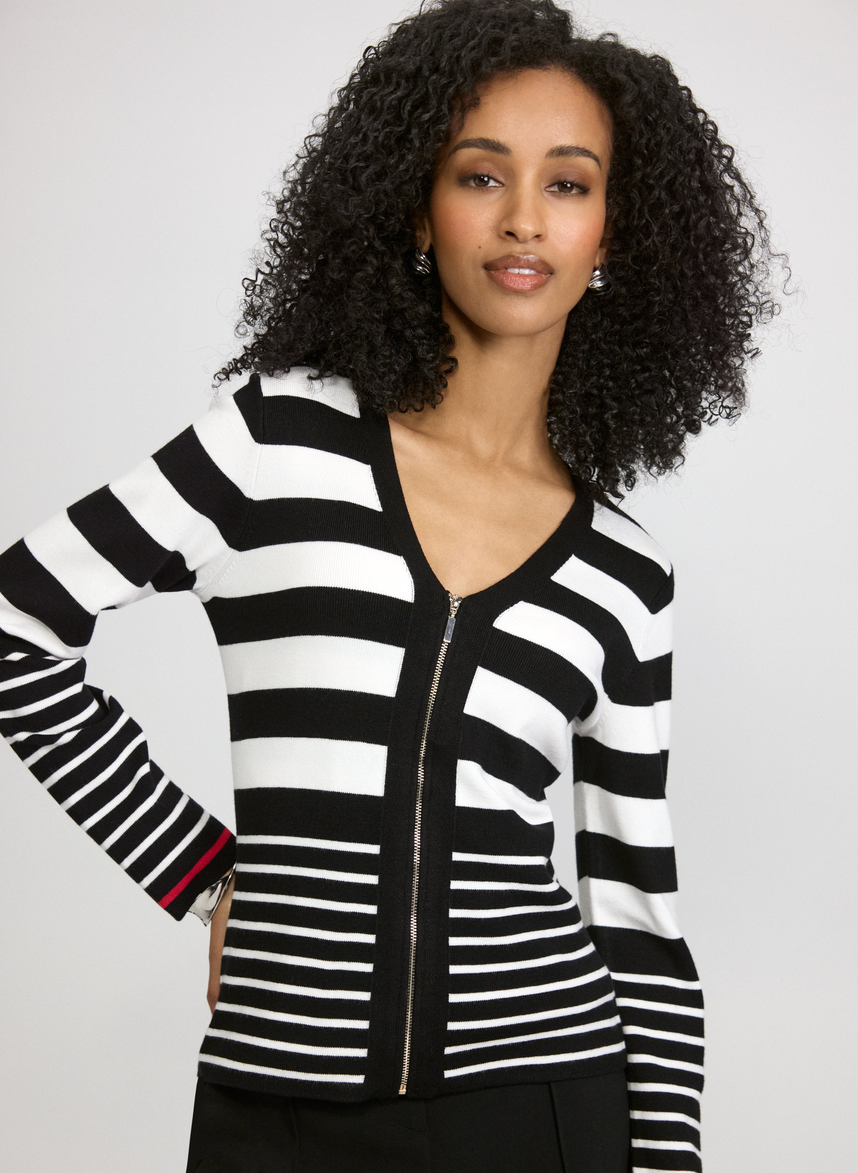 Stripe Zip Cardigan