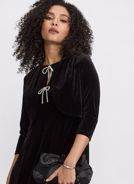 Bonjour diary Black velvet dress 4y ベロア 7a71526b17abe673c1890711302b7b