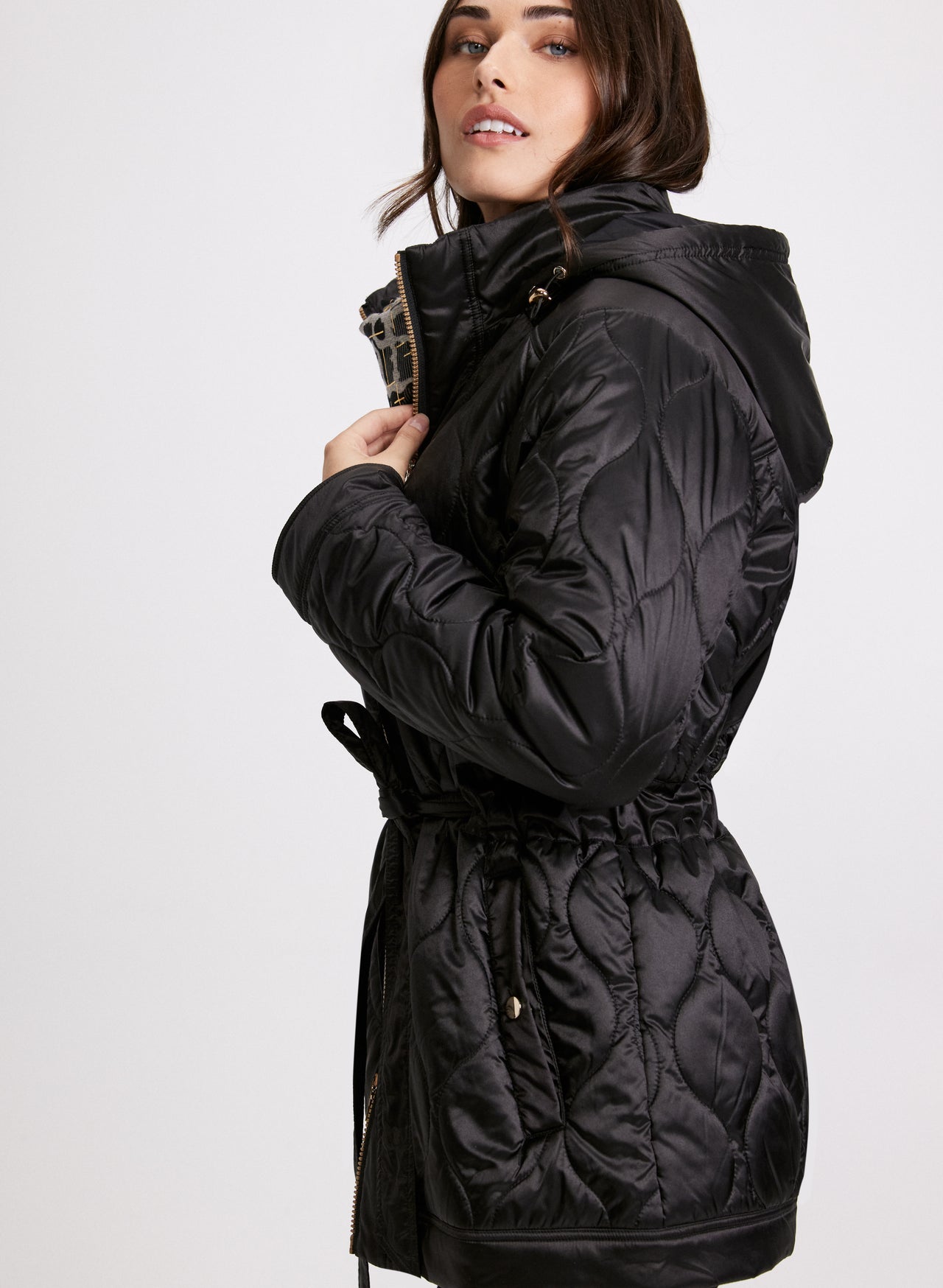 Belted Puff-Sleeve Tailored Coat