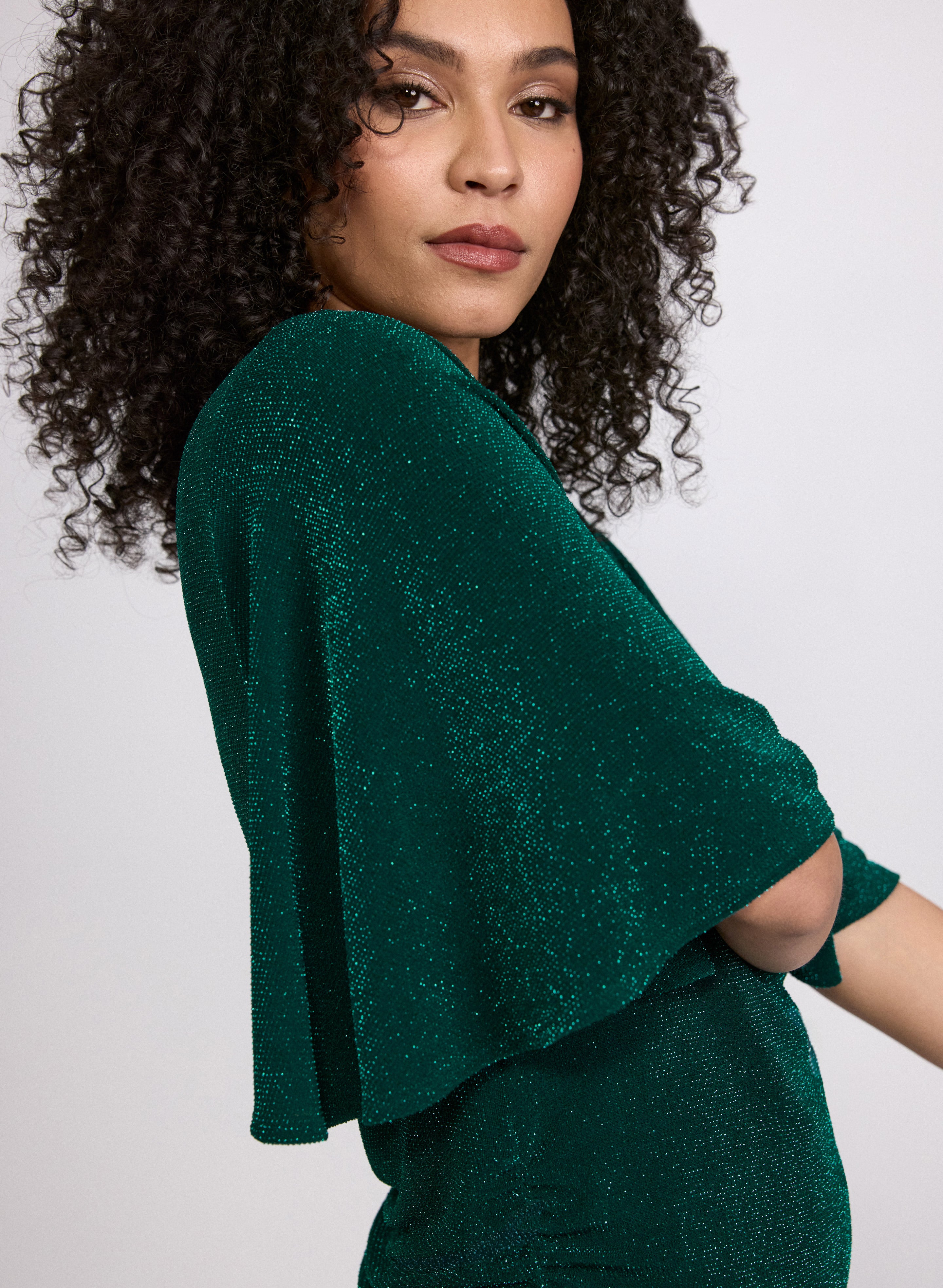 Geometric Print  Elbow Sleeve Top