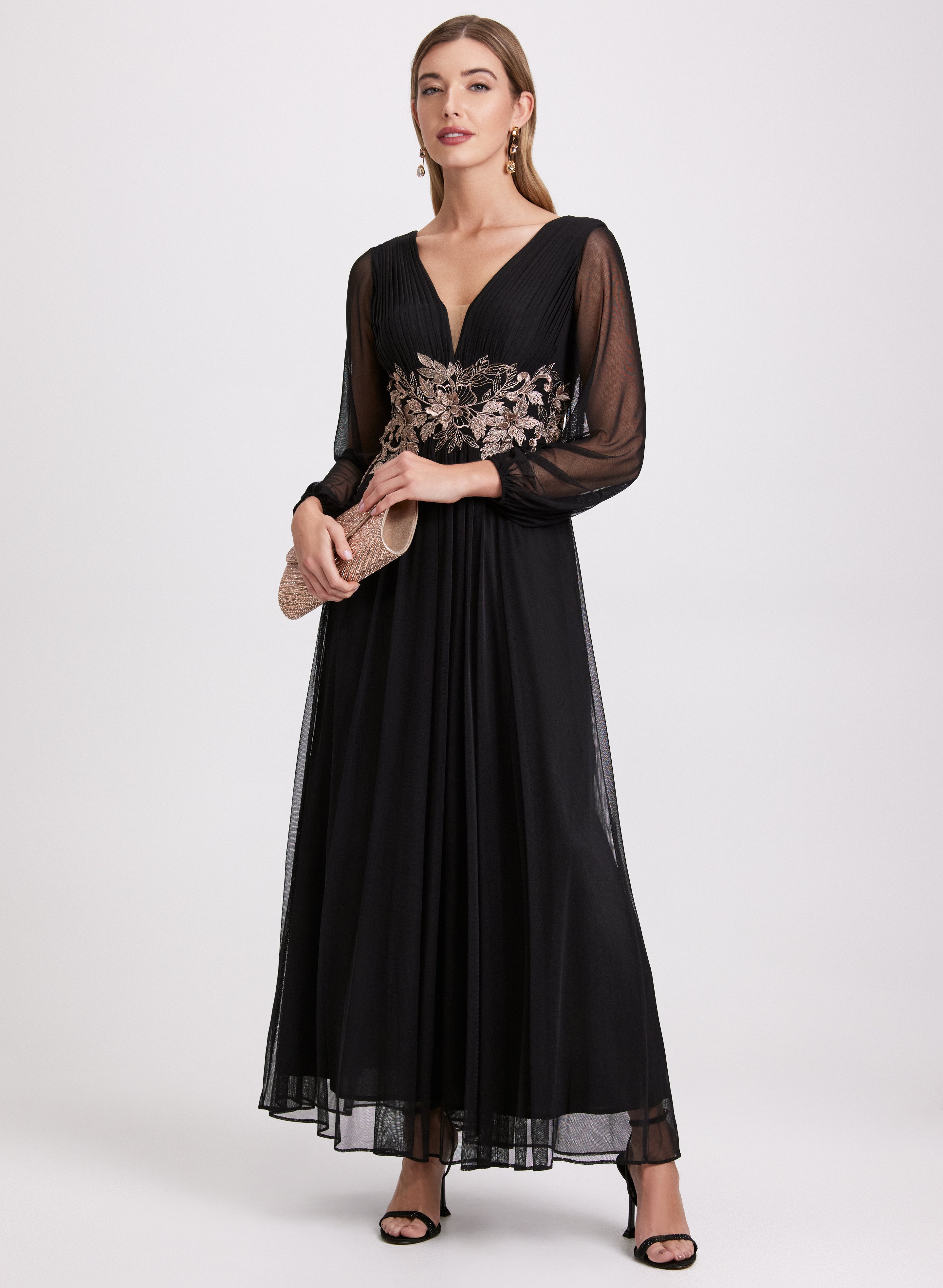 Metallic Floral Embroidered Dress Metallic Floral Embroidered Dress